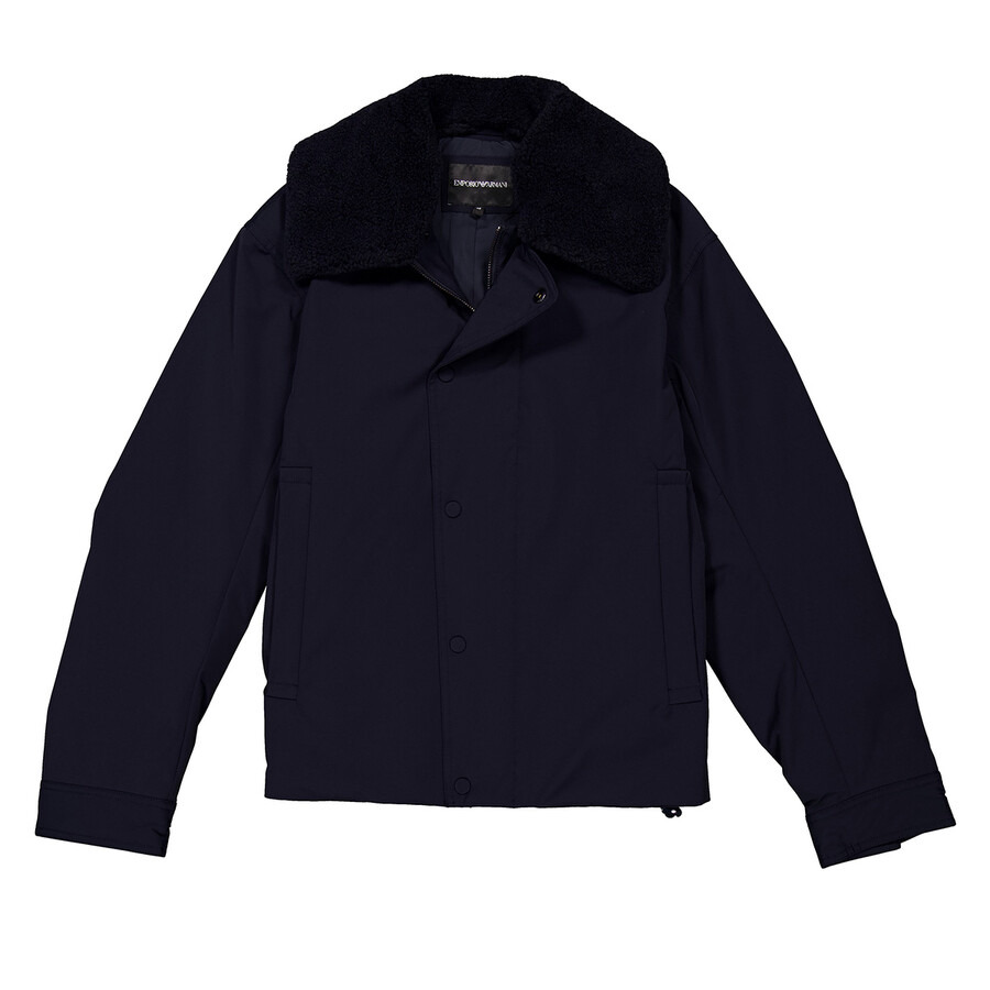 Emporio Armani Shearling Collar Nylon Twill Jacket - 5