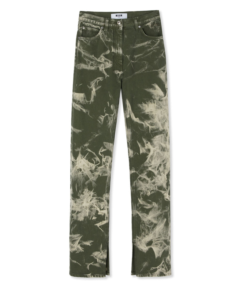 Bull cotton pants with marbleized tie-dye treatment 1