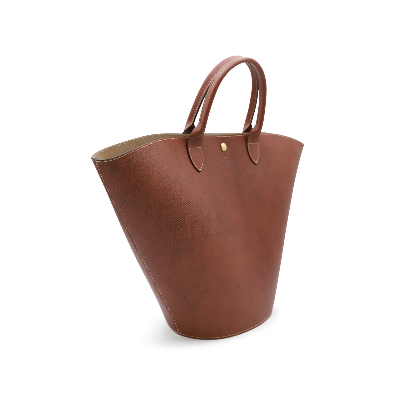 BROWN LEATHER XL EPURE TOTE BAG - 2