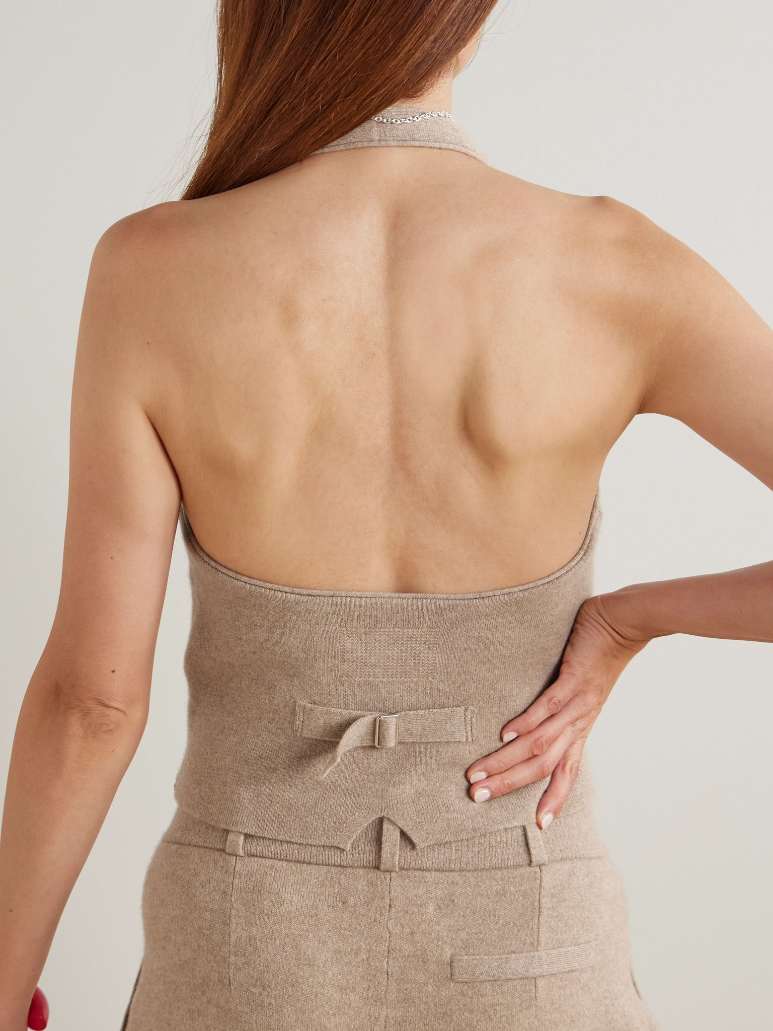Cashmere halterneck vest Taupe - 3