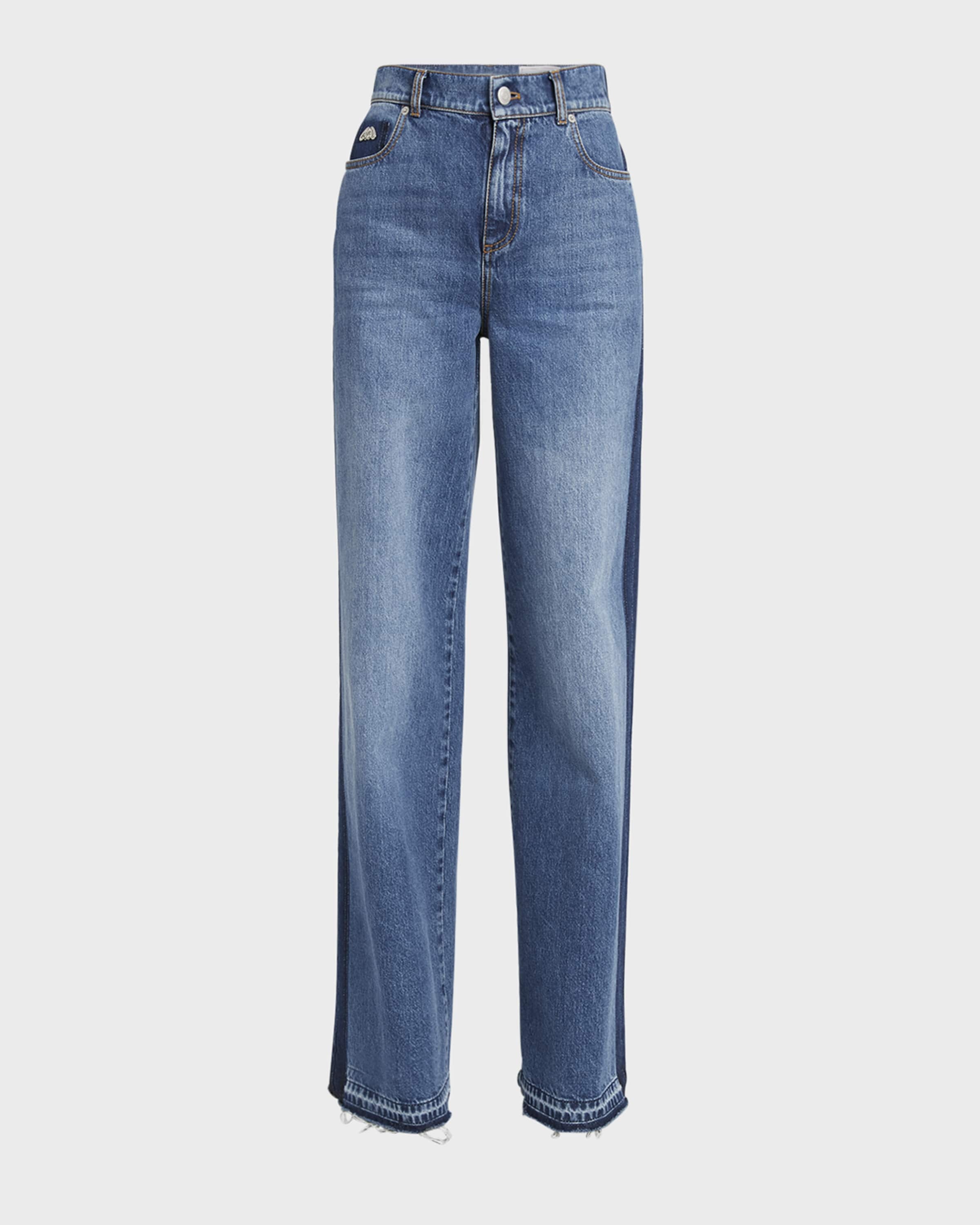 Alexander McQueen Contrast Wide-Leg Denim Jeans