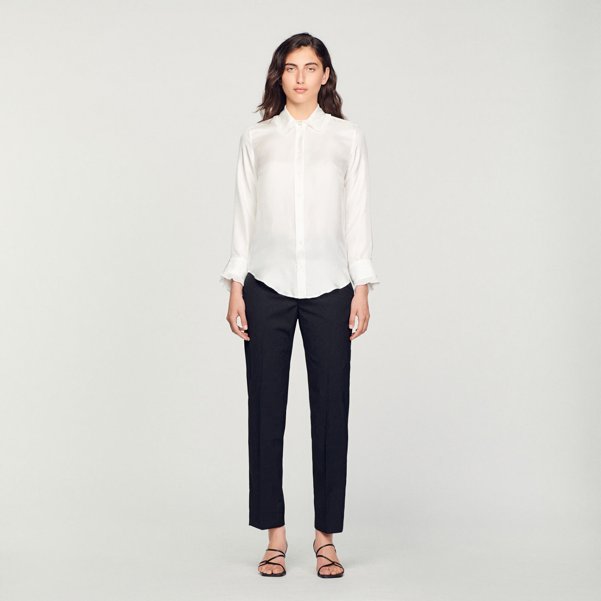 SILK SHIRT WITH PLEATED TRIM - 3