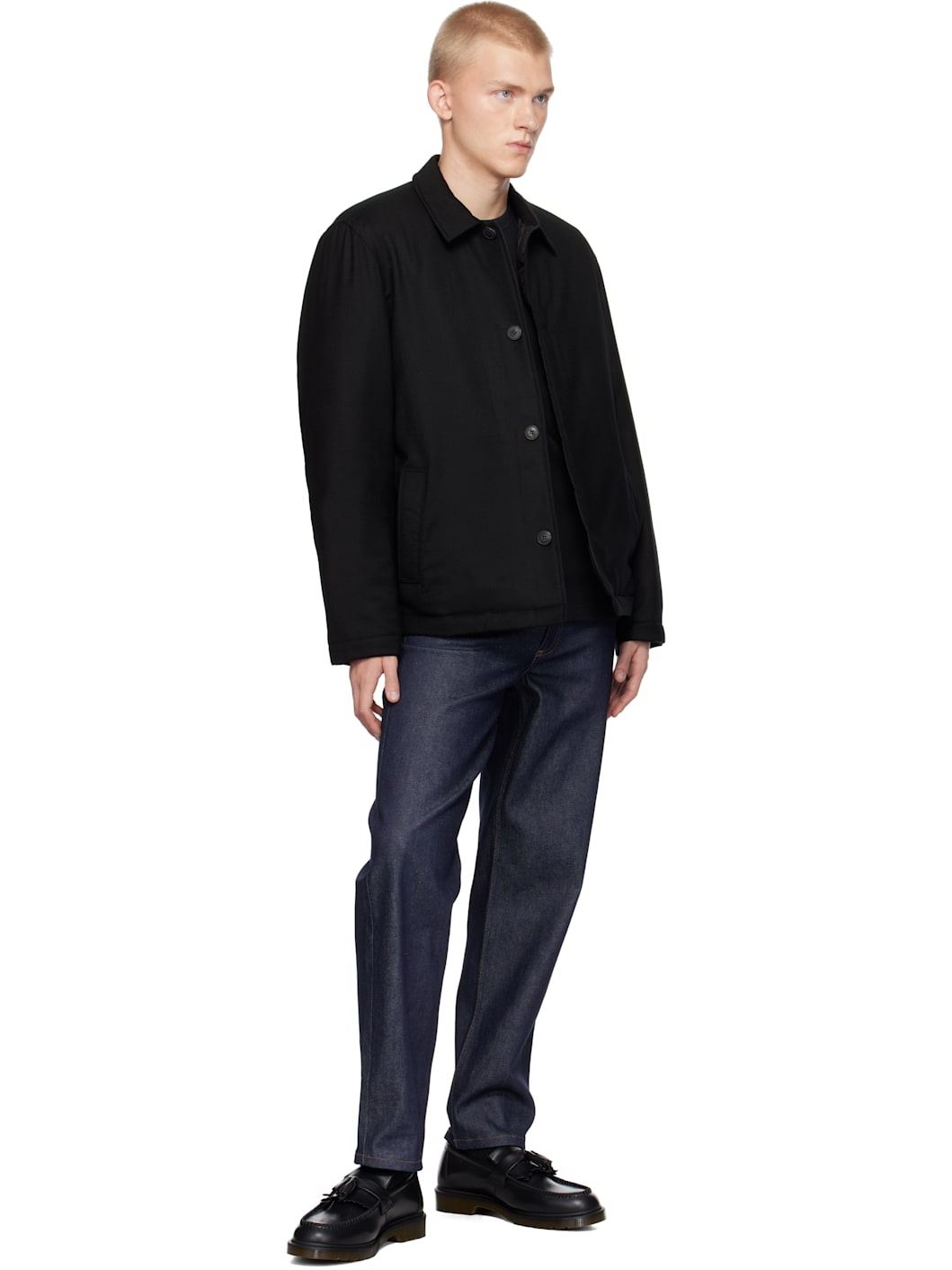 Black Insulated Wool Jacket - 4