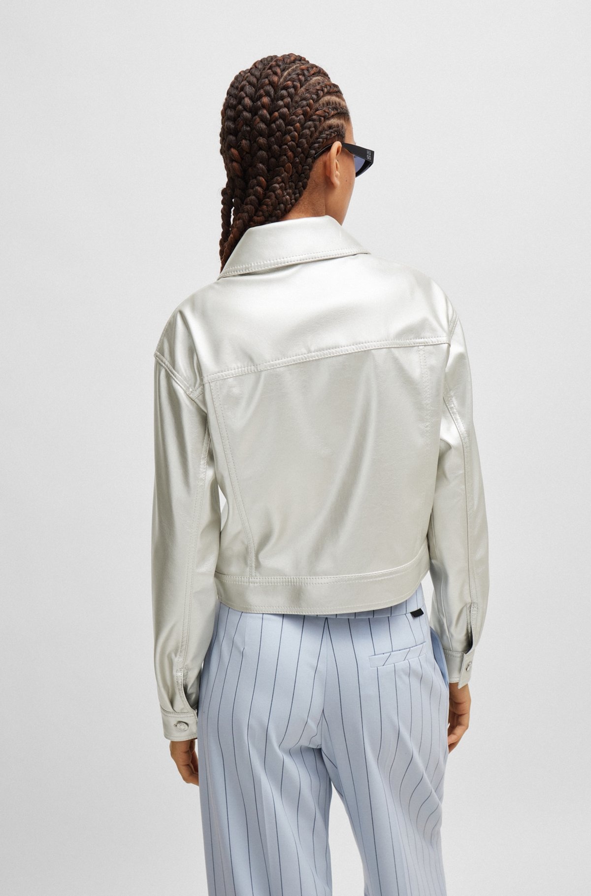 RELAXED-FIT JACKET IN METALLIC FAUX LEATHER - 4