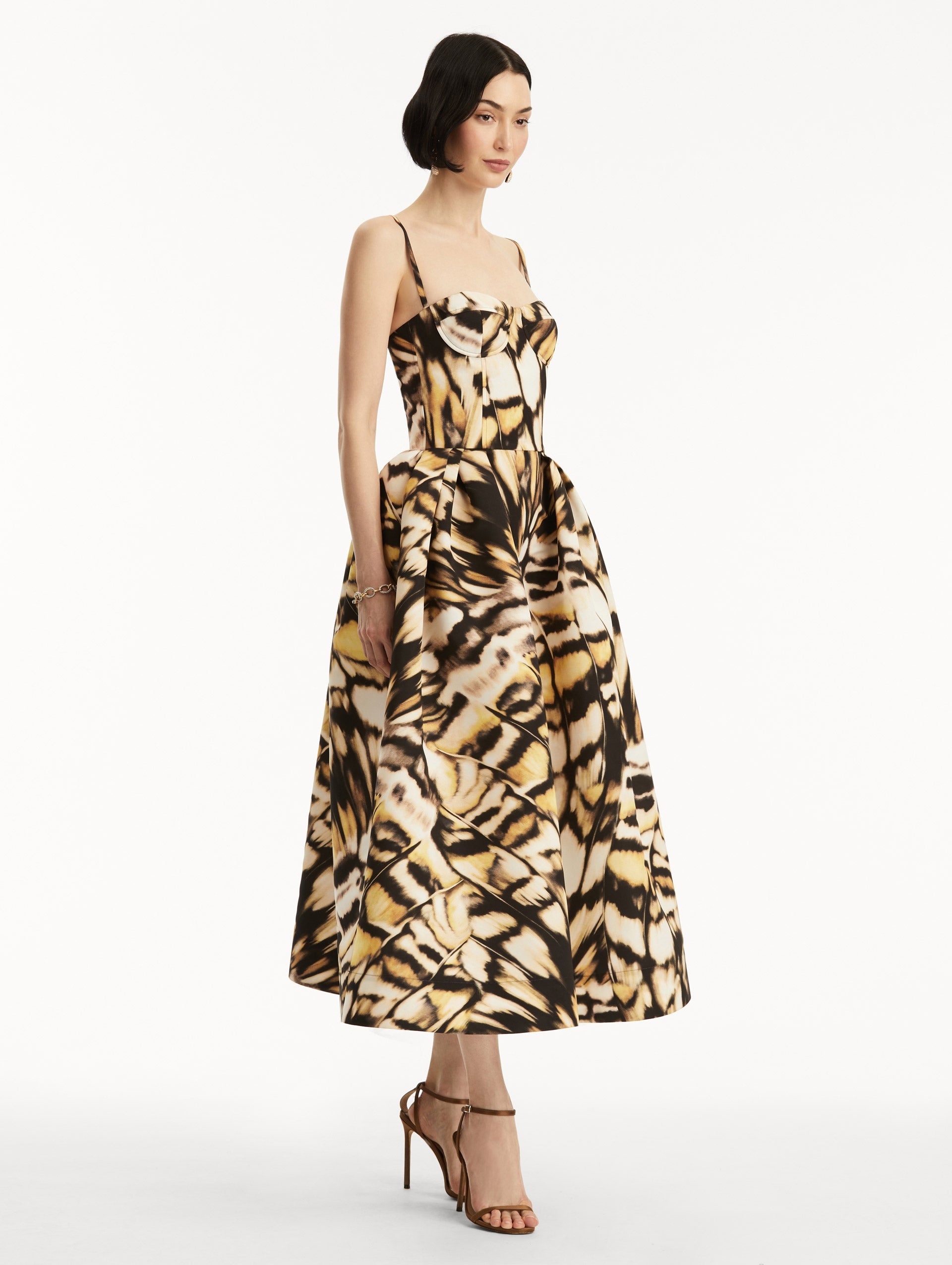 ABSTRACT BUTTERFLY FAILLE DRESS - 4