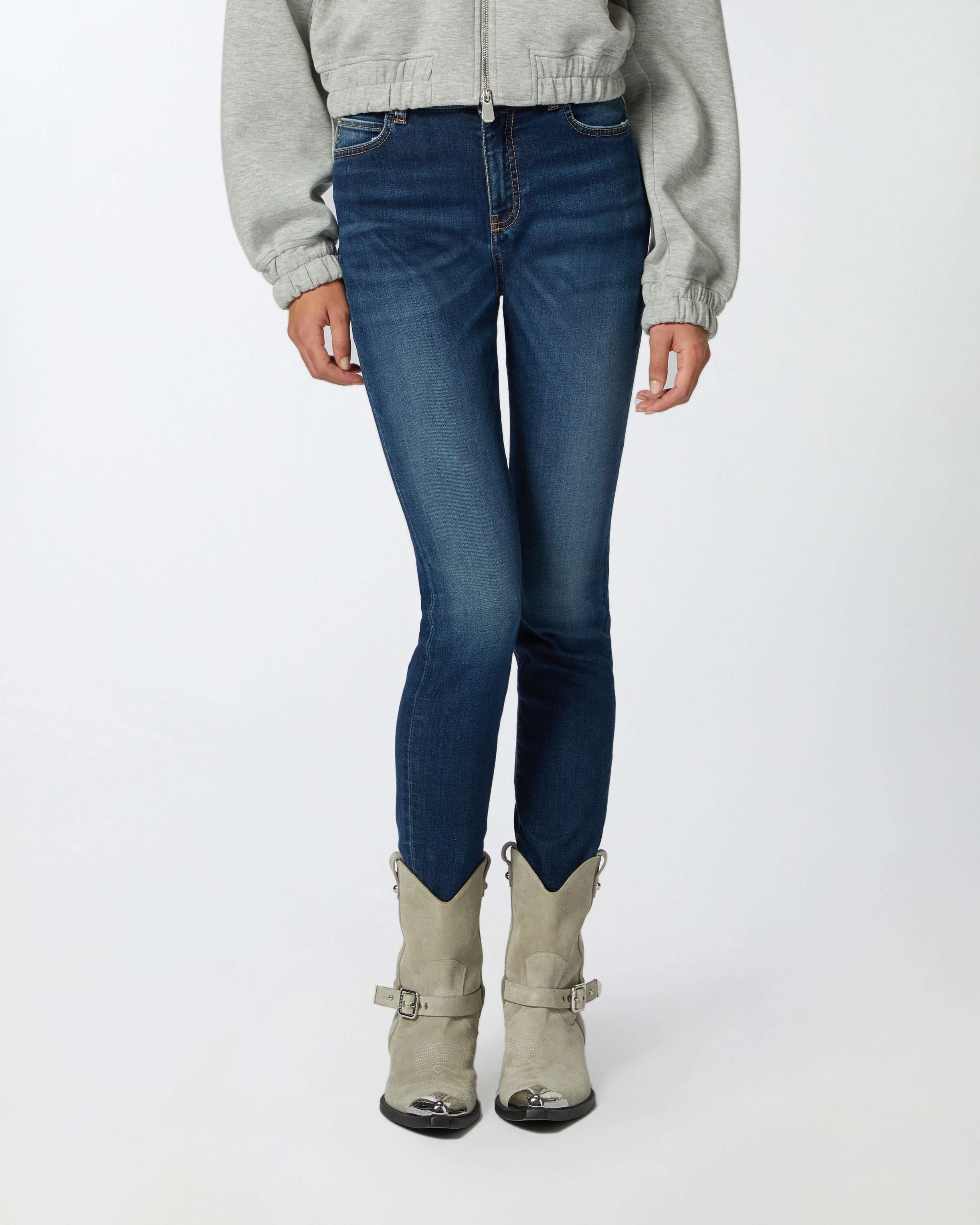 FITTED JEANS IN BLUE STRETCH DENIM - 3