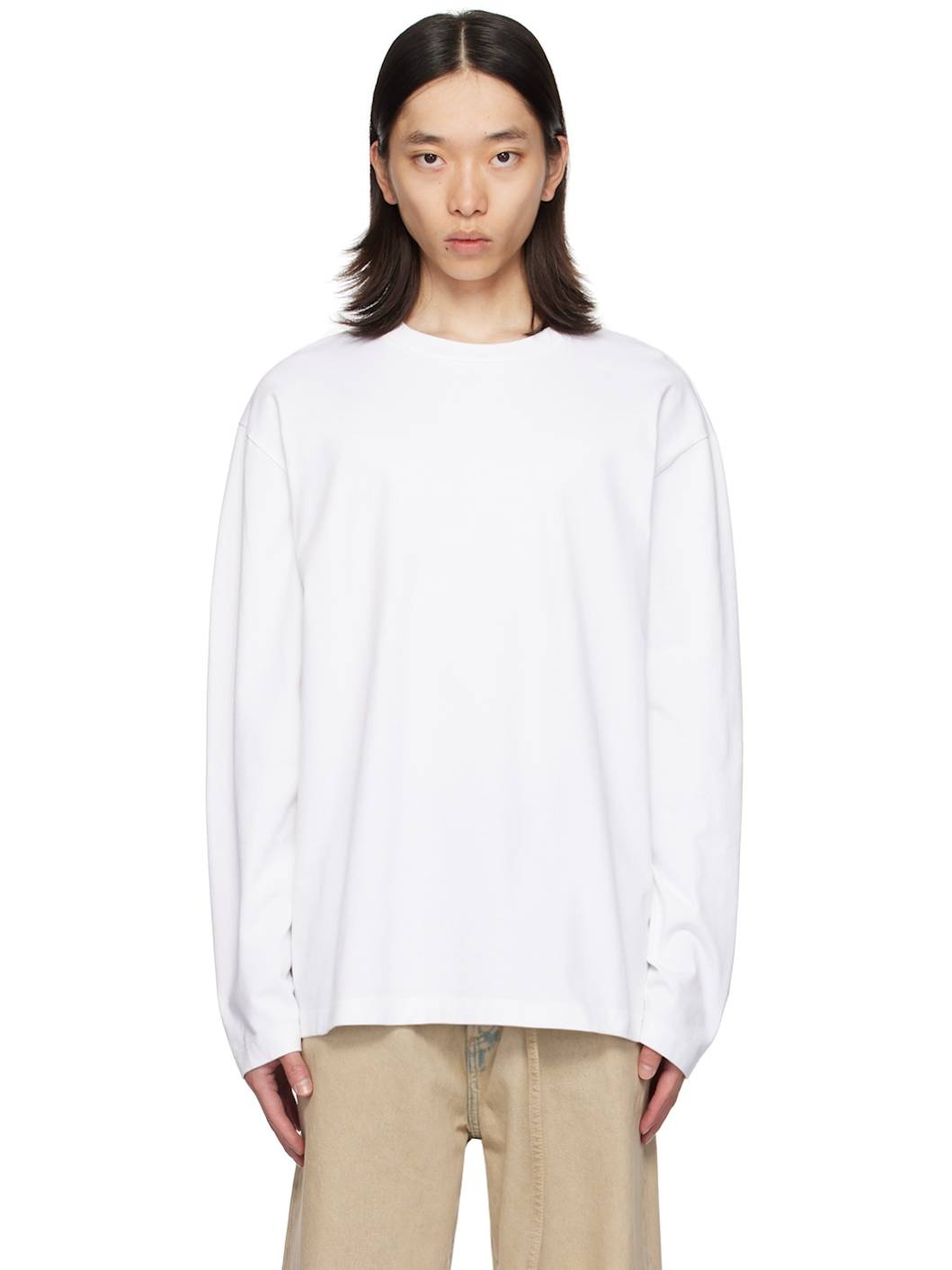 White Oversized Long Sleeve T-Shirt - 1