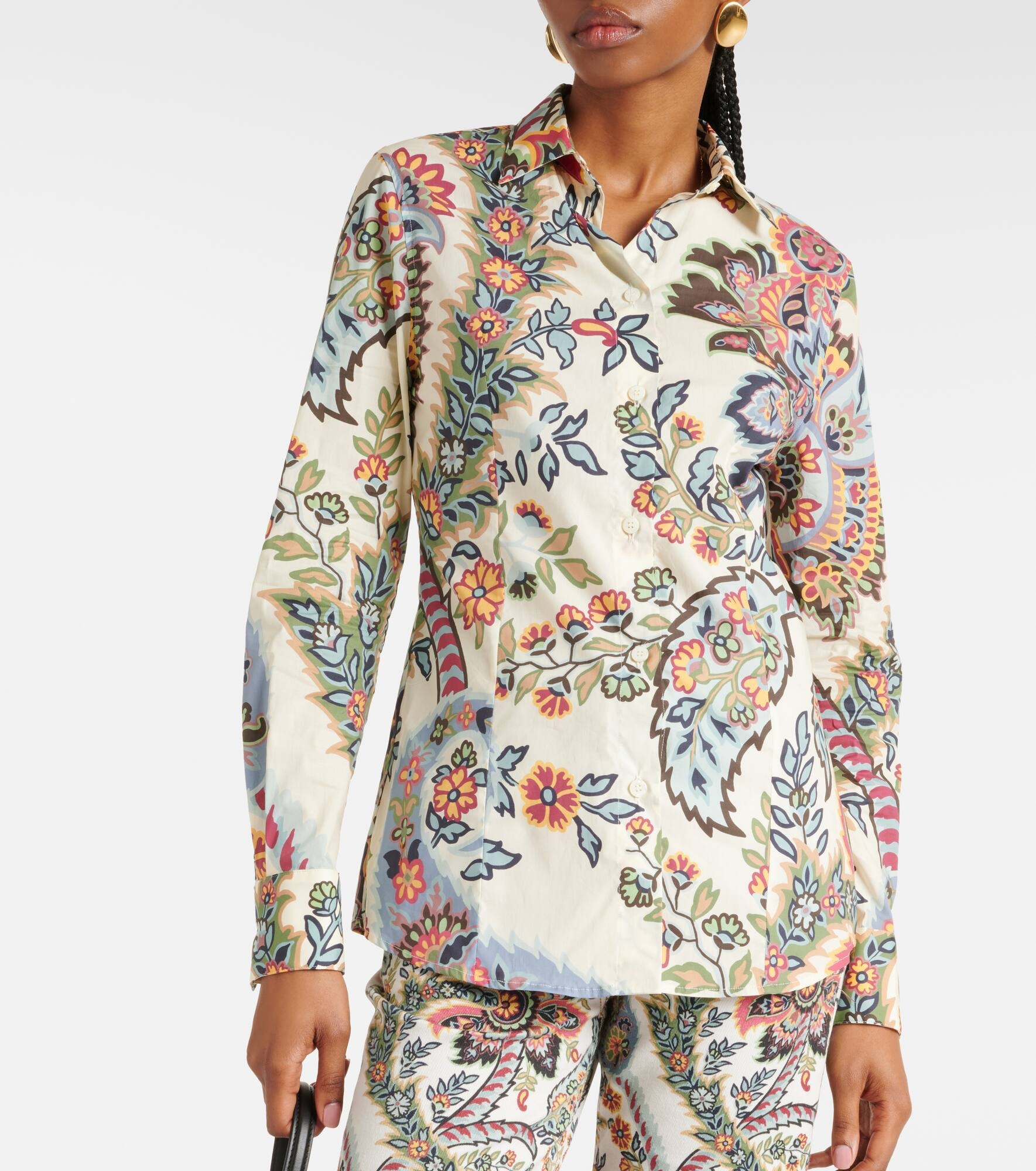 Floral cotton-blend shirt - 6