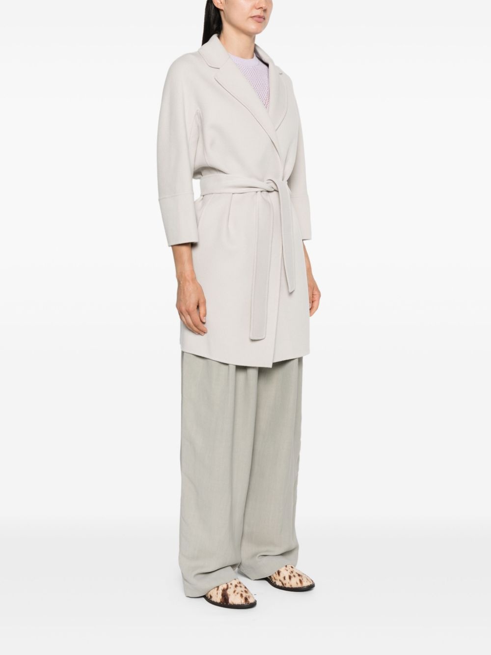belted wool coat - 3