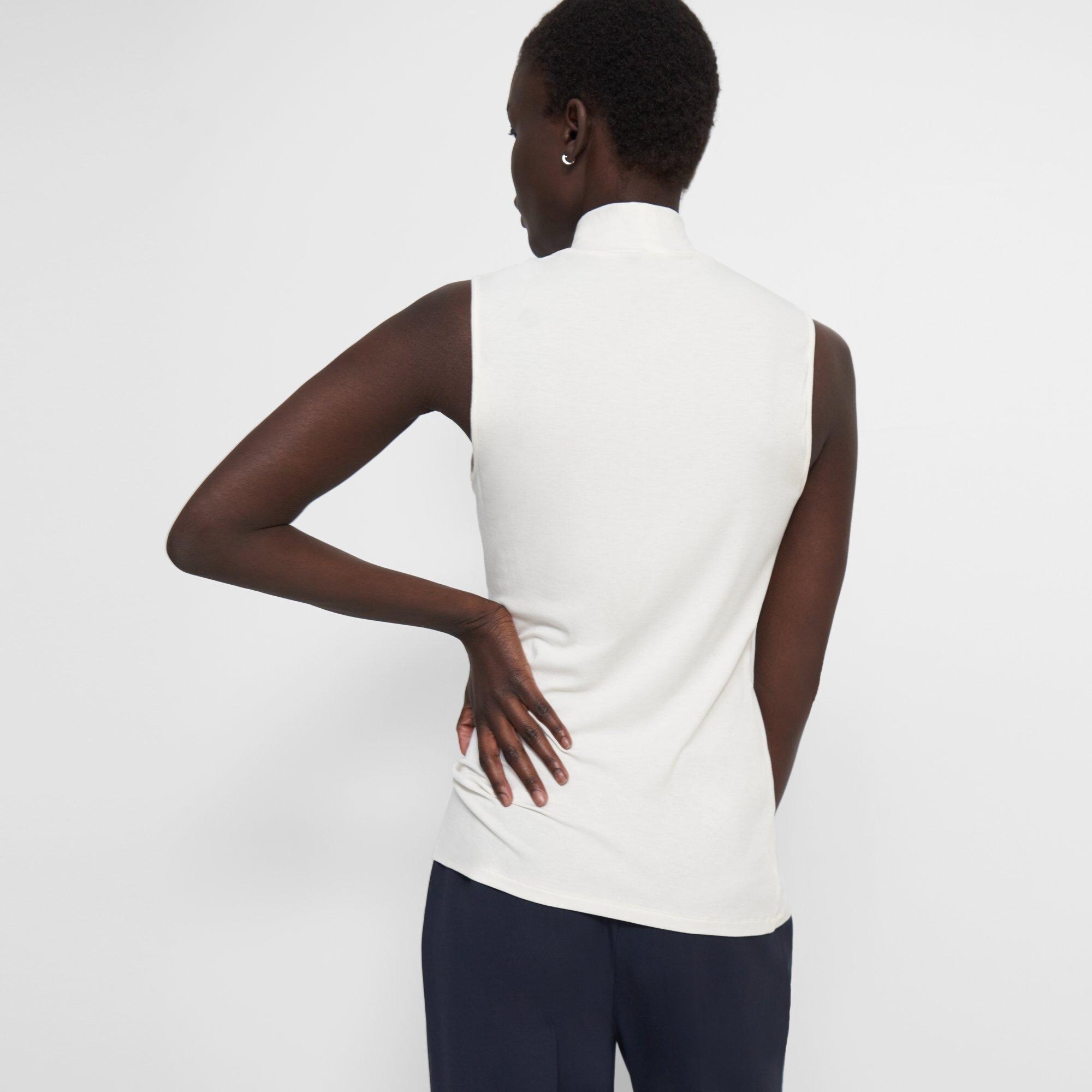 Sleeveless Turtleneck Sweater in Ribbed Viscose - 5