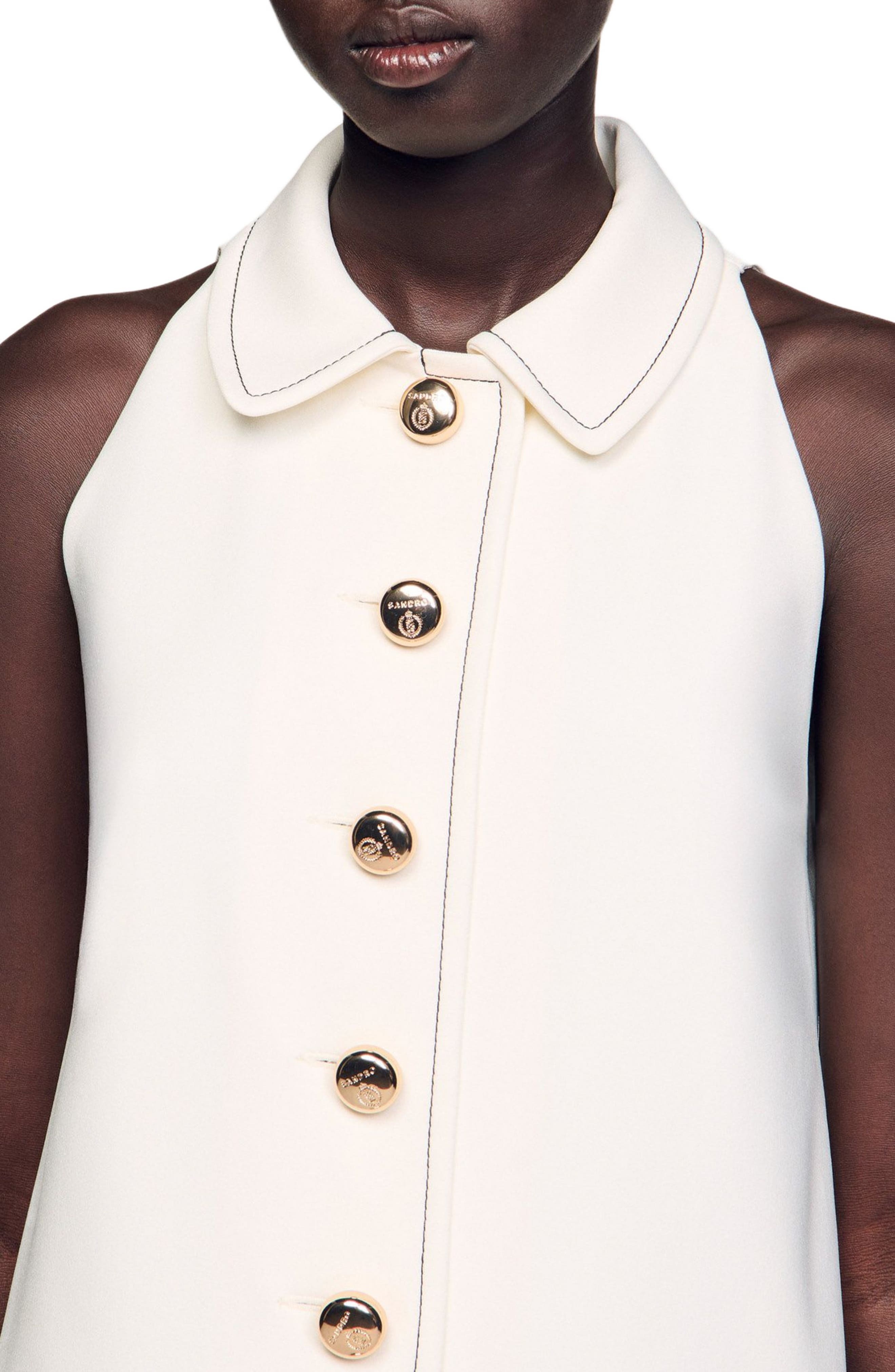 SANDRO Peter Pan collar short dress in Ecru at Nordstrom - 4