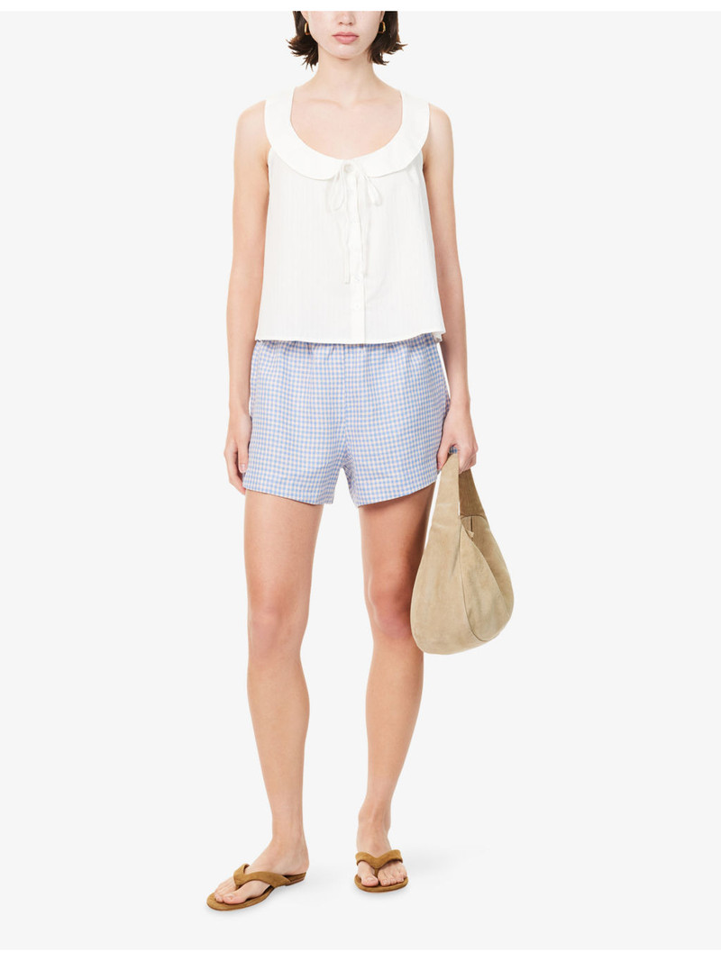 Reformation Nora Gingham-Print Linen Shorts outlook