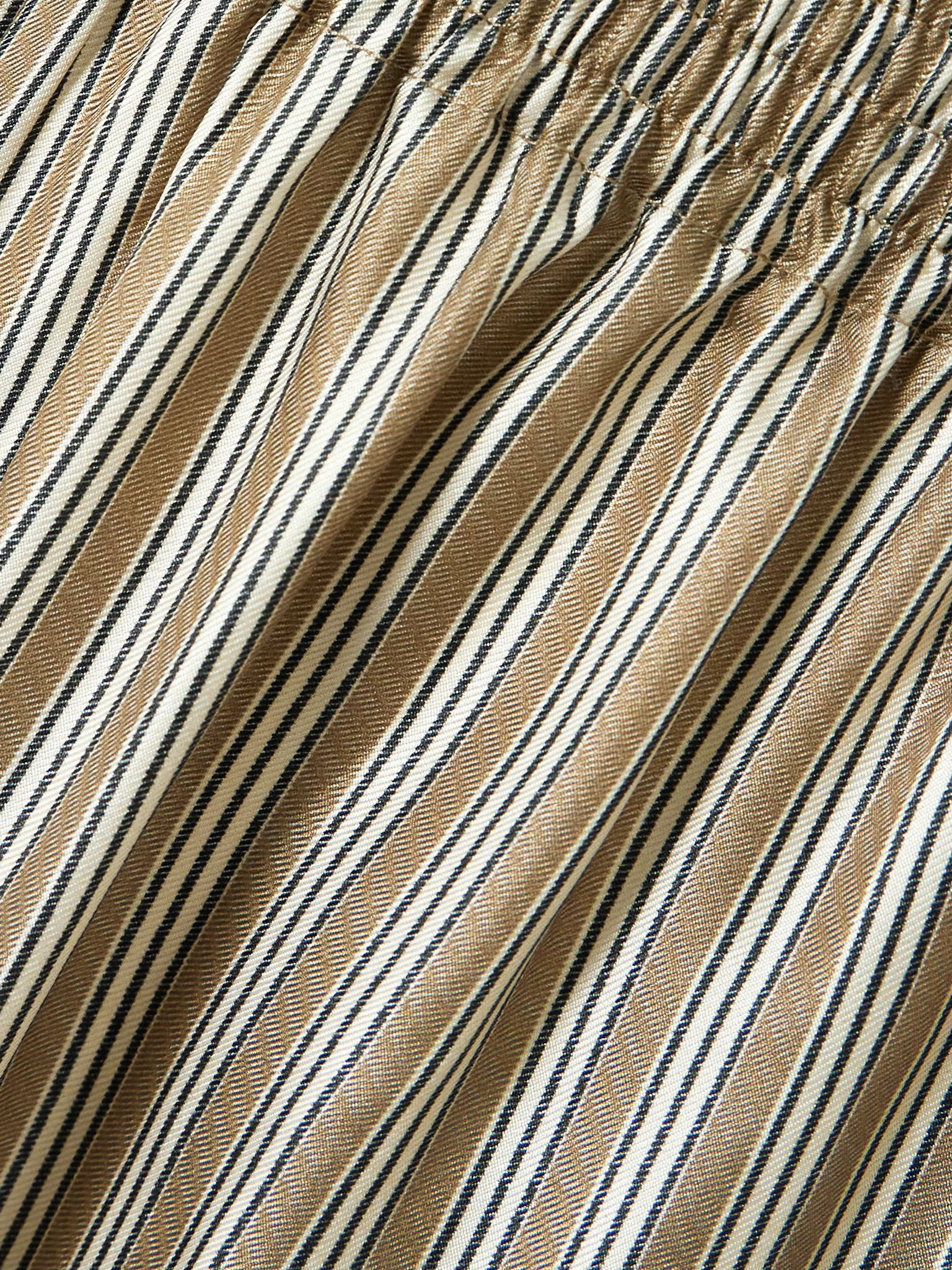 Ladino striped silk-twill wide-leg pants Brown - 5