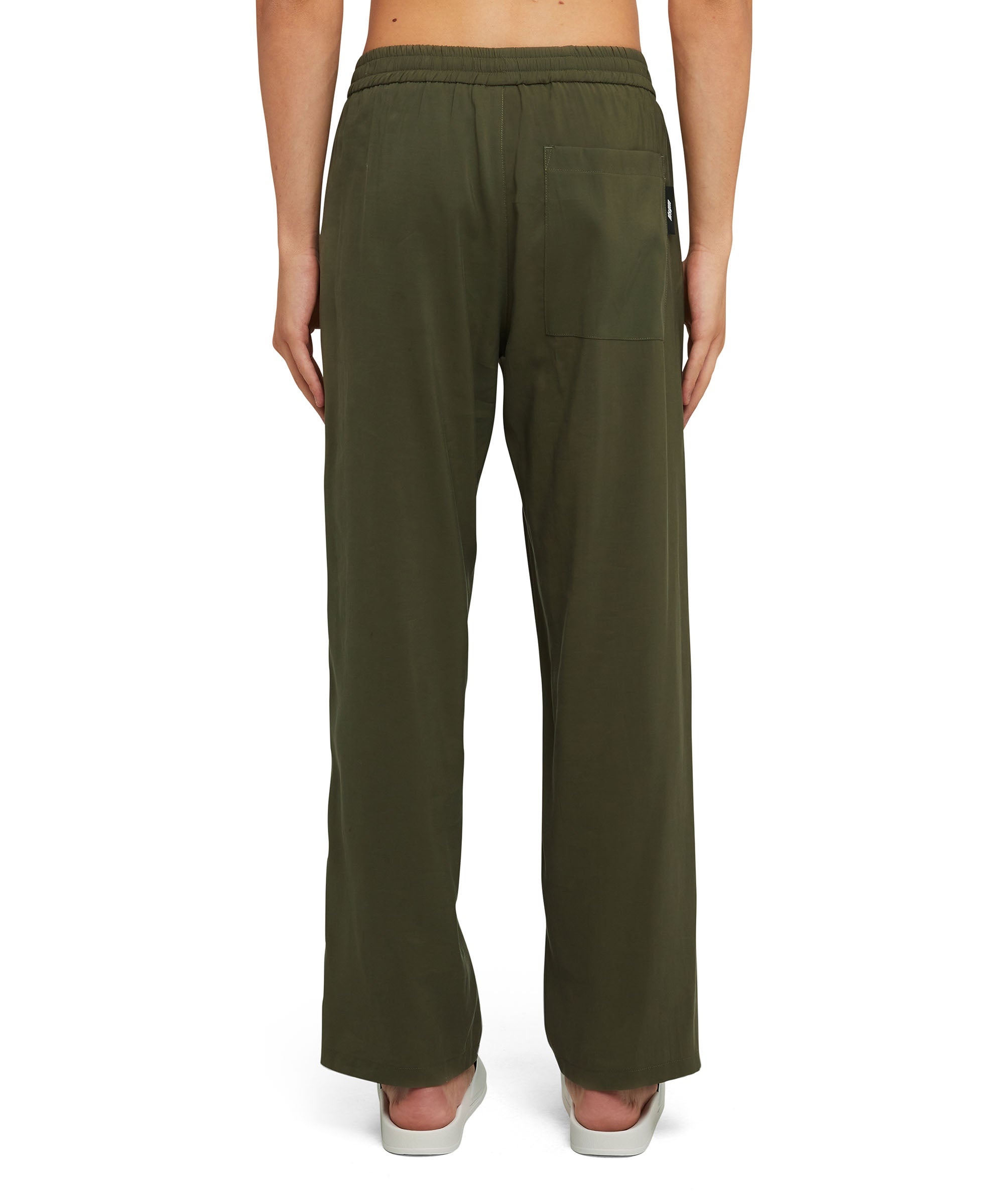 Solid color viscose fluid pants with straight legs - 3