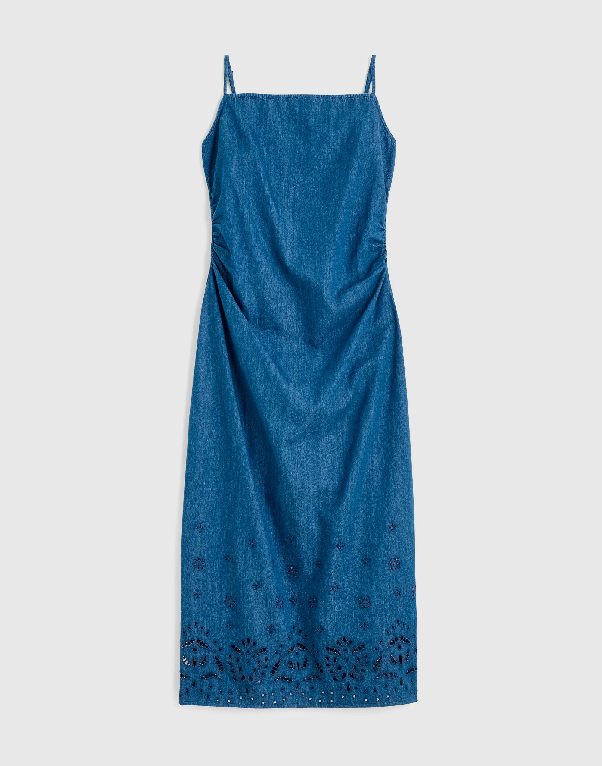 Denim Eyelet Midi Dress - 1
