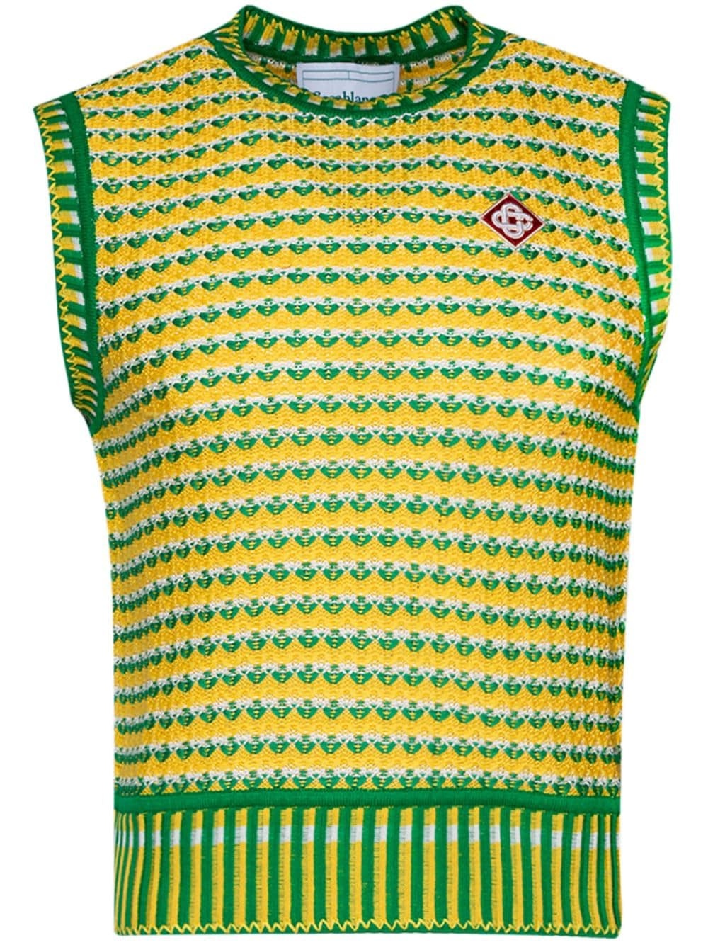 jacquard logo-appliqué knitted vest - 1