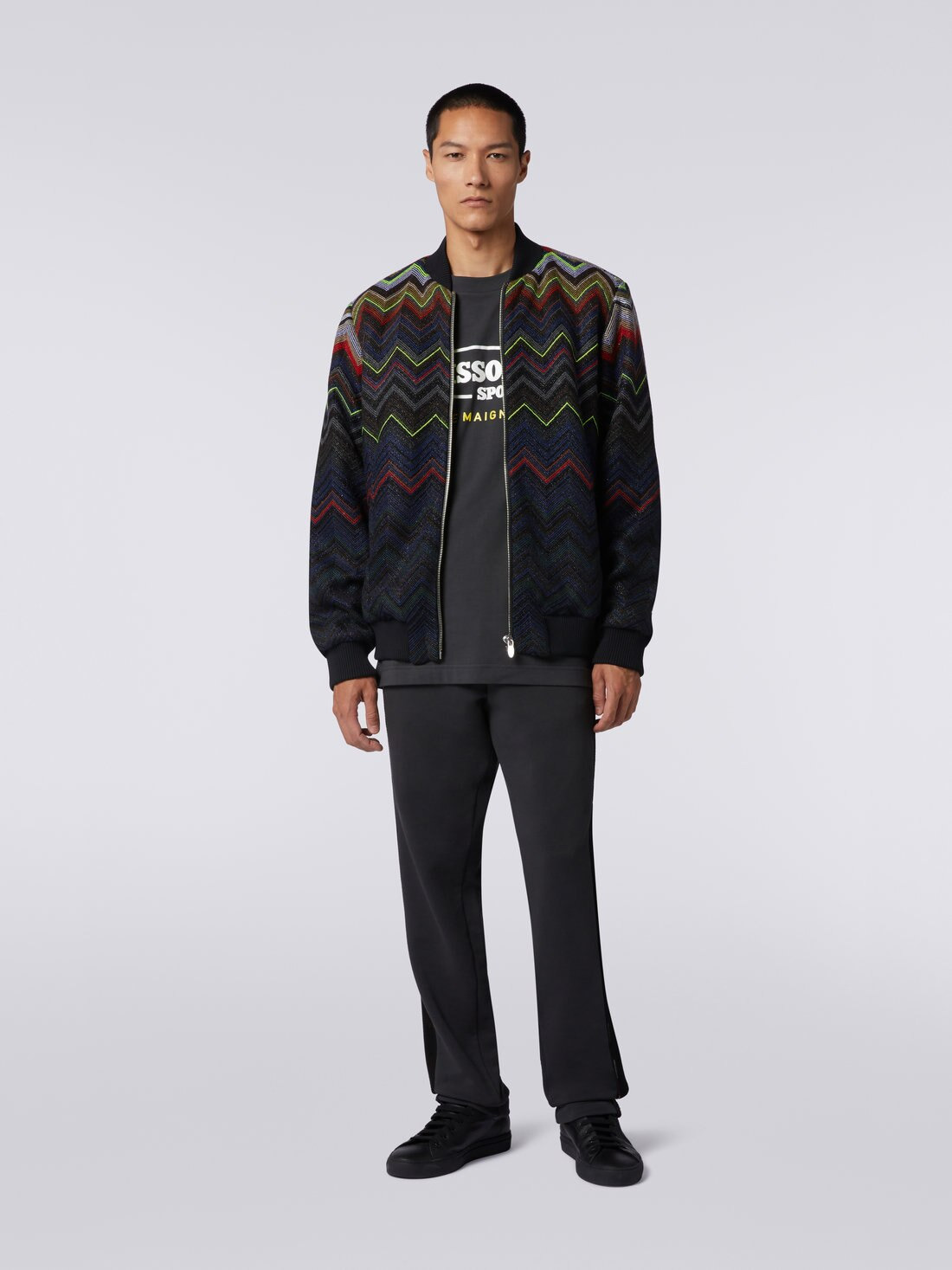Wool and cotton blend chevron bomber jacket in collaboration with Mike Maignan - 2