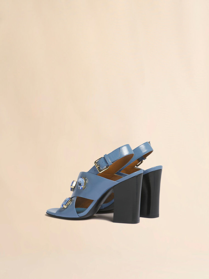 Marni LIGHT BLUE LEATHER CRISS-CROSS SANDAL outlook