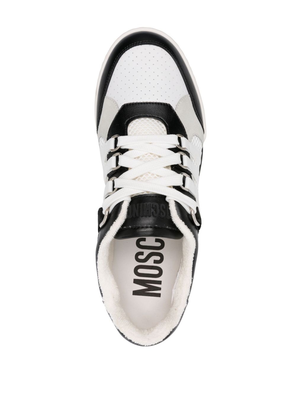 logo-tape leather sneakers - 4