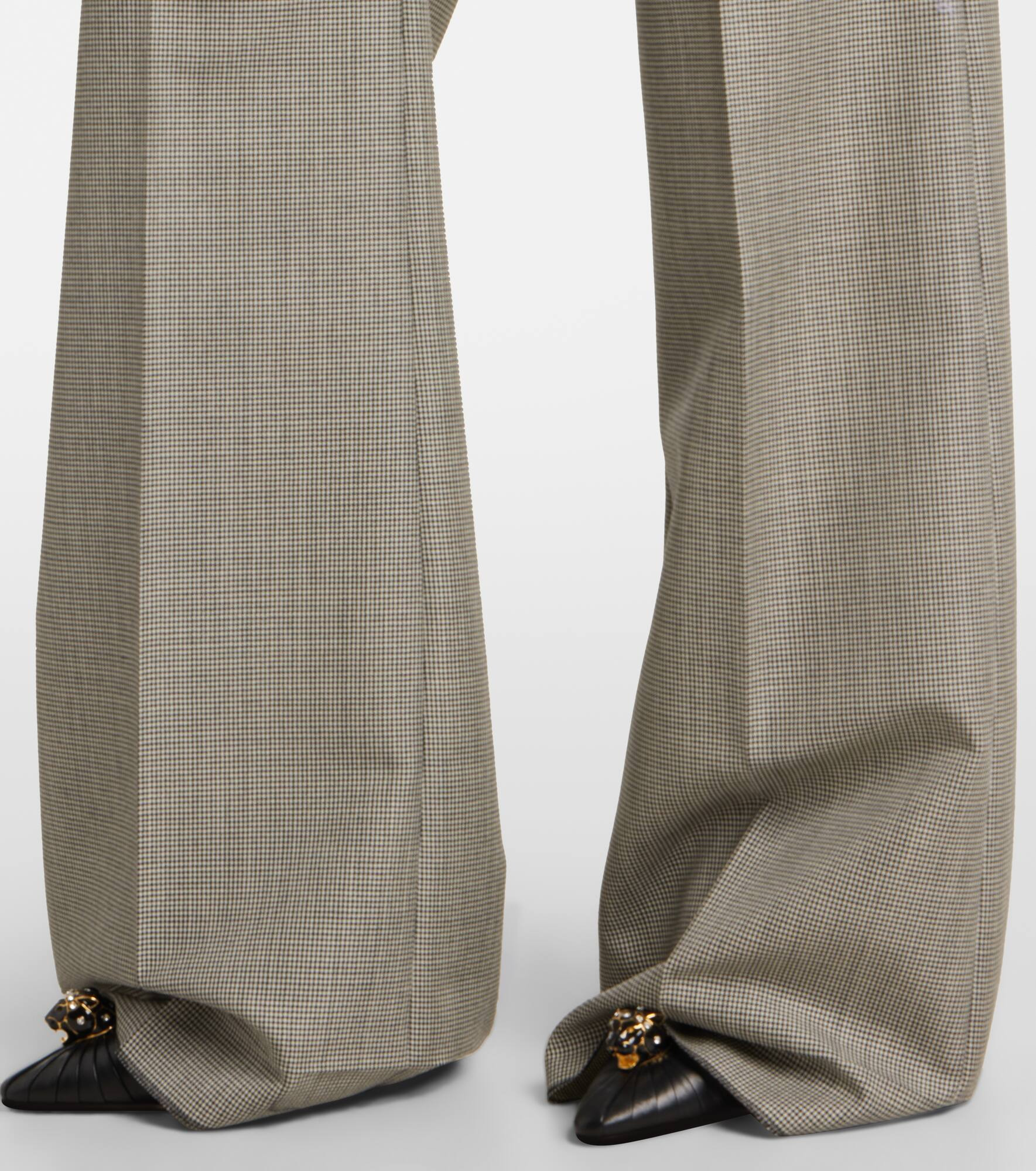Checked wool and mohair wide-leg pants - 5