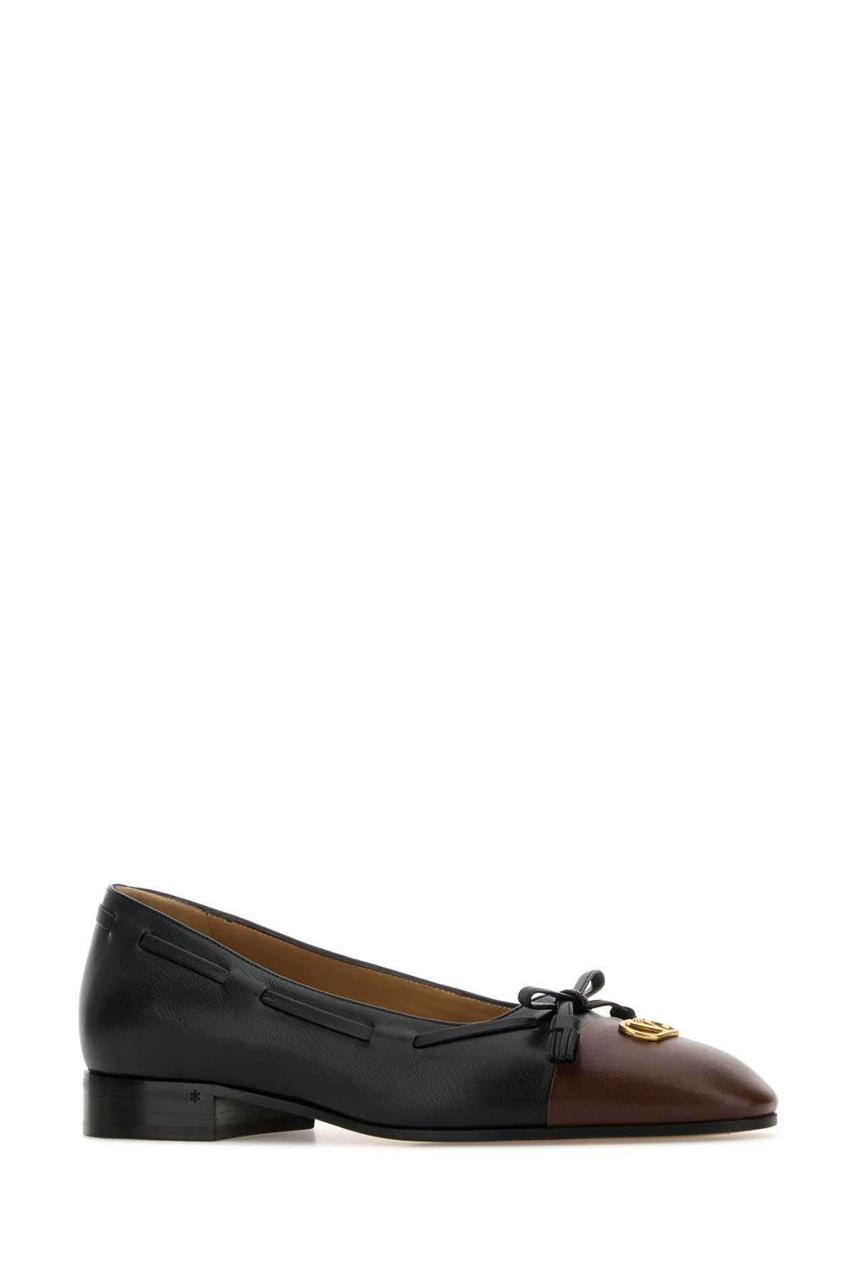 Valentino Garavani Men Black Leather Valet Du Roi Ballerinas - 2