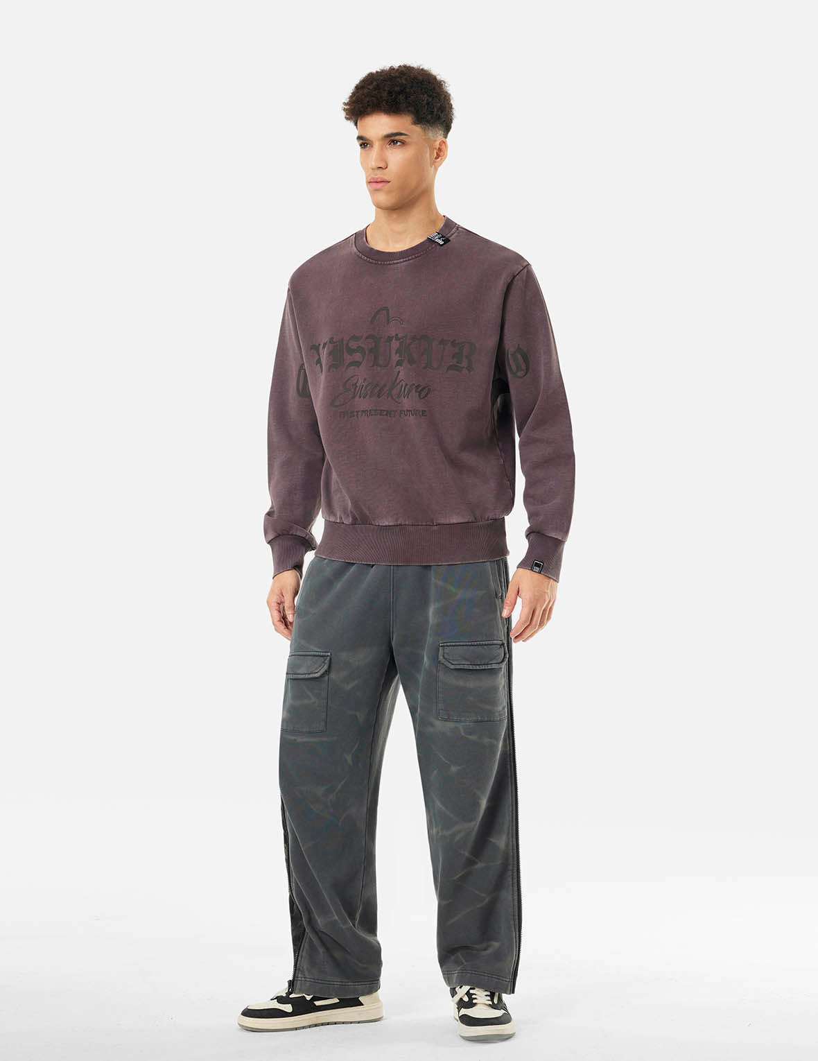 Garment Dyed Multi-Logo Print Relax Fit Sweatshirt - 5