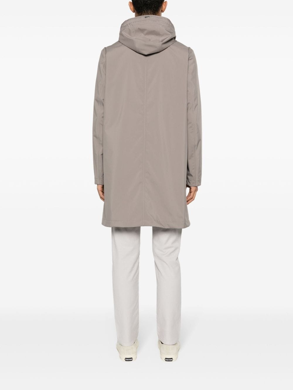 single-breasted hooded coat - 4