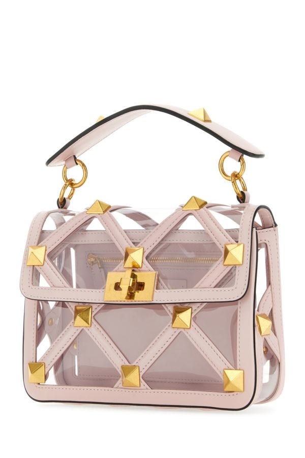 Valentino Garavani Woman Pastel Pink Polymeric Material And Leather Medium Roman Stud Handbag - 2