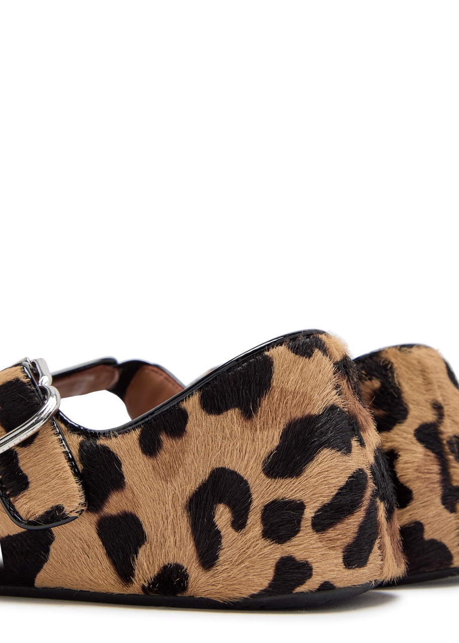 Alaïa Leopard-print Calf-hair Mary Jane Flats - 4