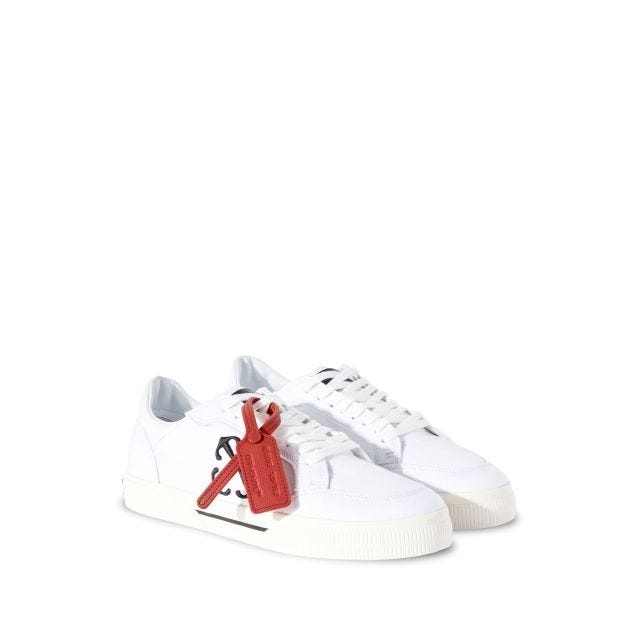 Vulcanized contrasting-tag canvas sneakers - 2