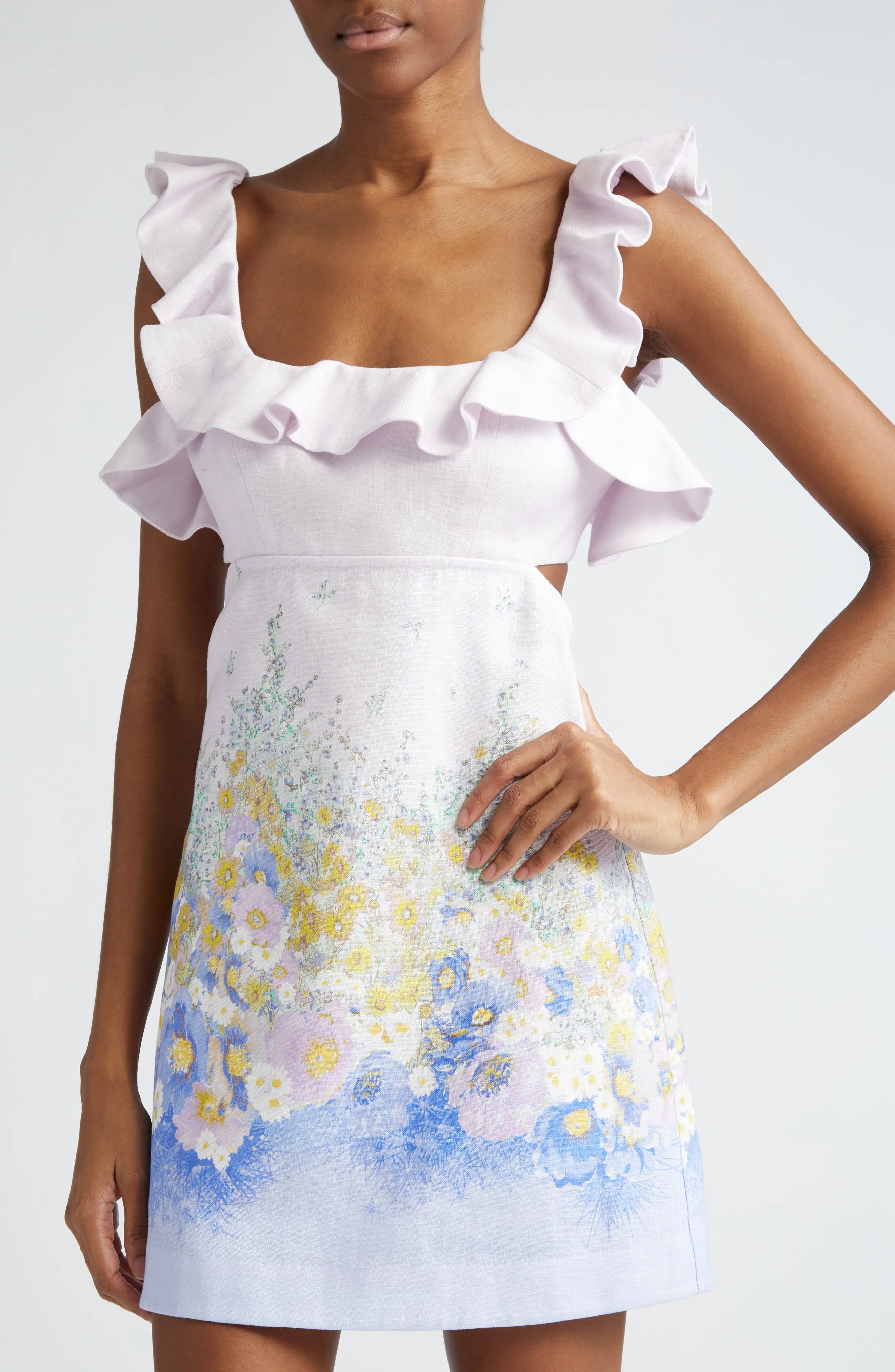 Floral Print Linen Minidress - 4