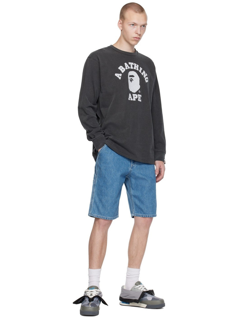 A BATHING APE® Gray Overdye College Long Sleeve T-Shirt outlook