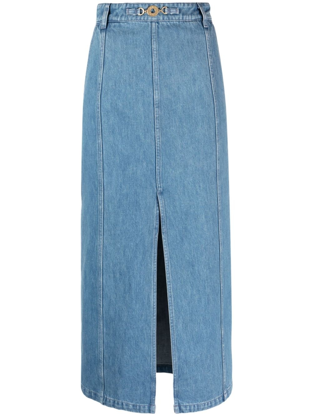 front-slit denim midi skirt - 1