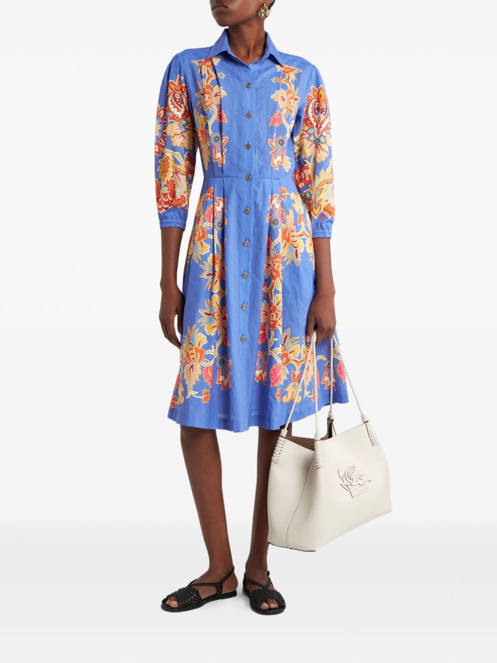 floral-motif shirt dress - 2