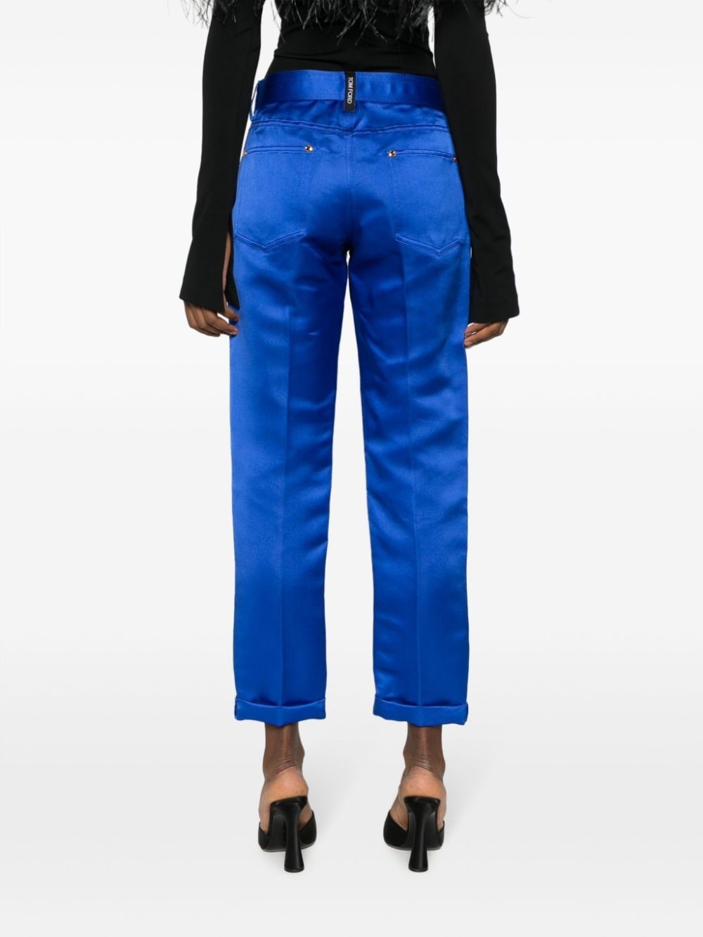 cropped silk satin trousers - 4