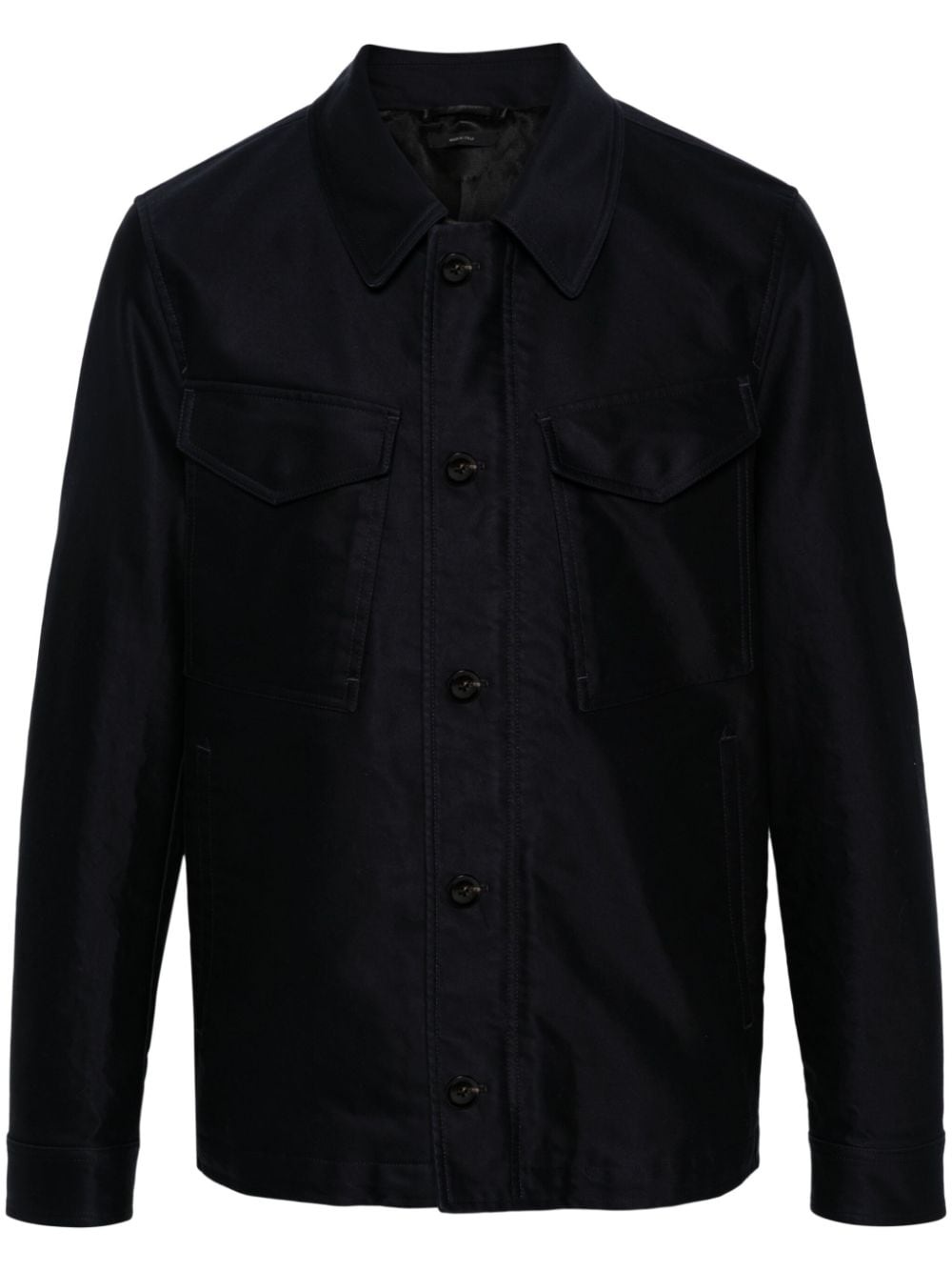 spread-collar cotton shirt jacket - 1