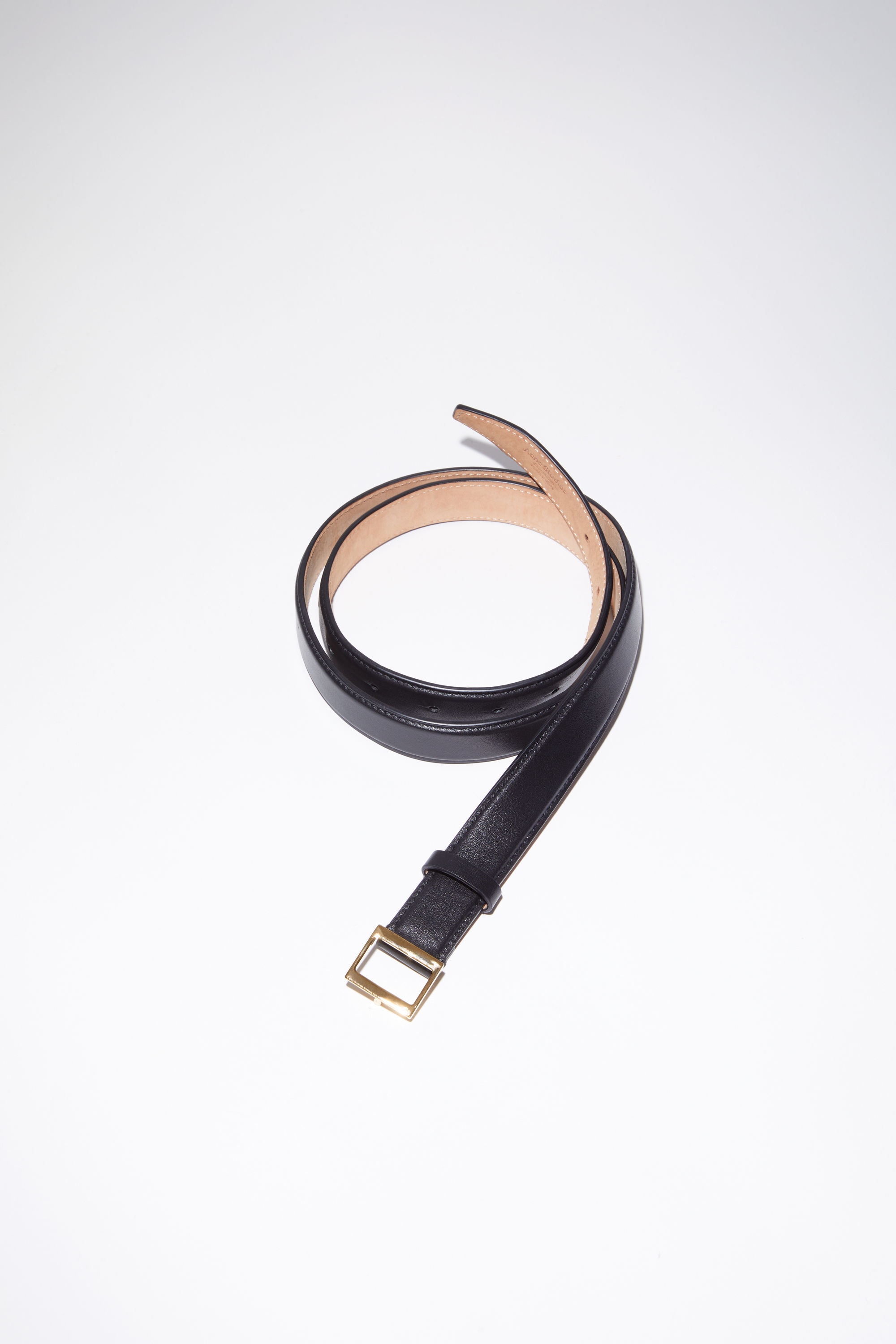 Leather buckle belt - Black/gold - 1
