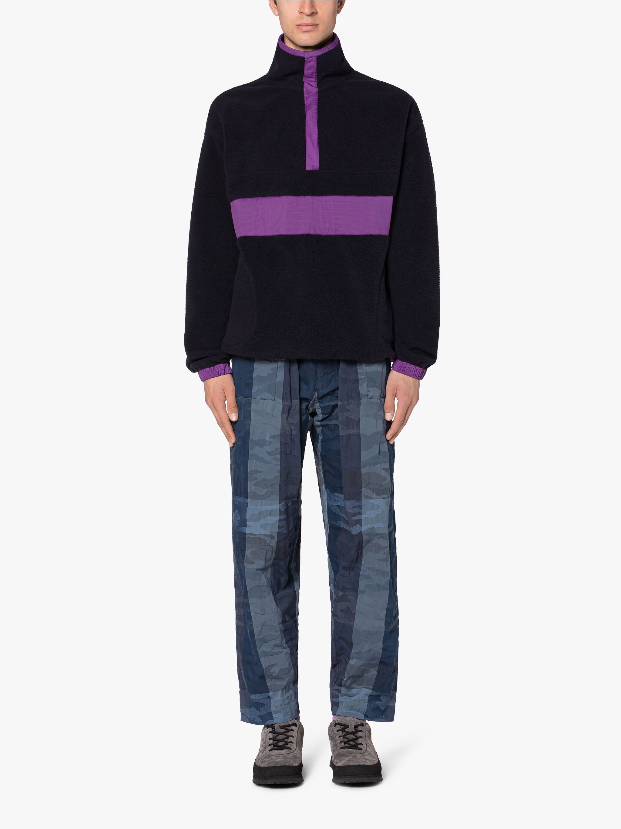 PURPLE & NAVY FLEECE POPOVER JACKET - 2