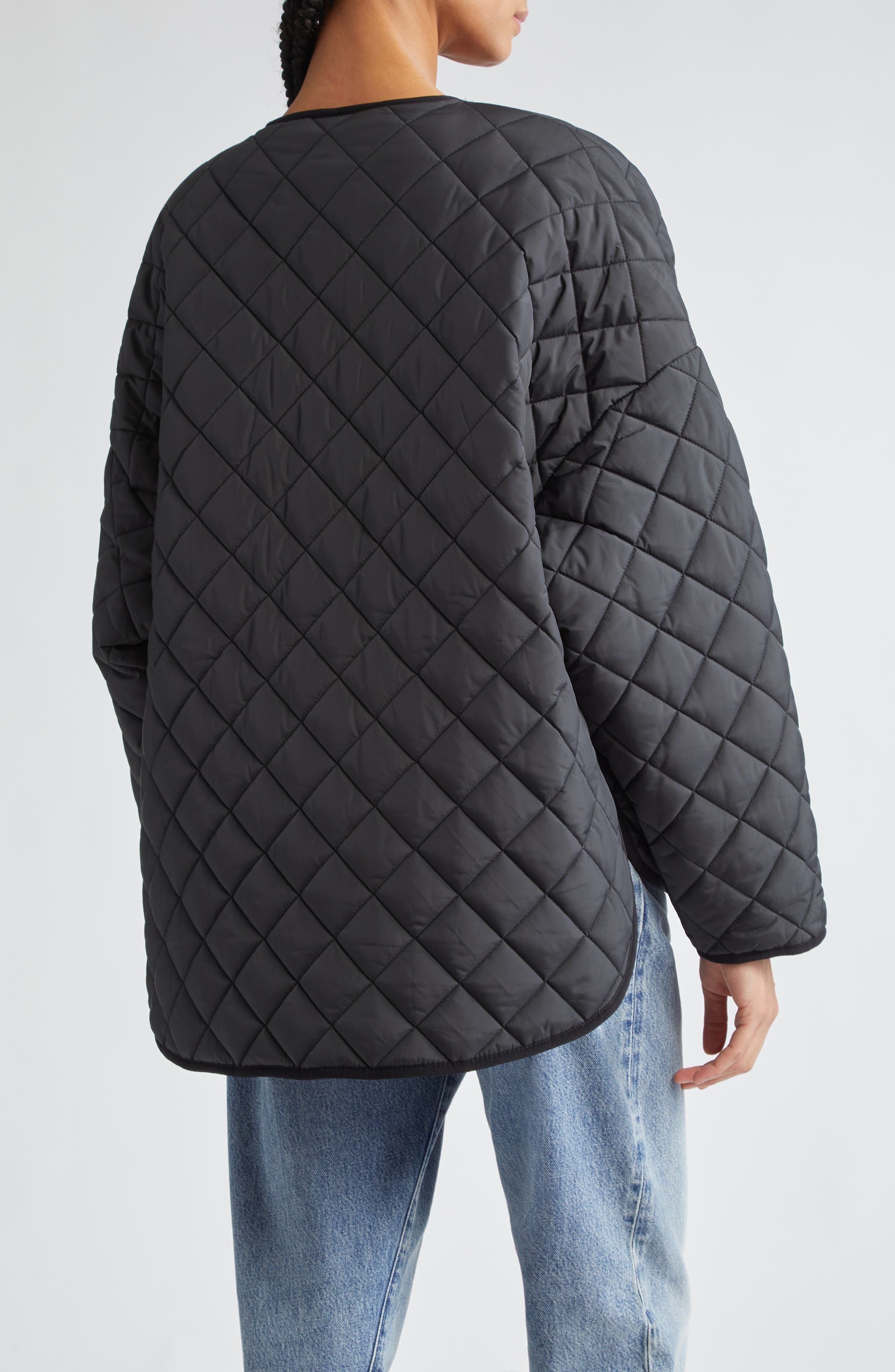 TOTEME Oversize Quilted Jacket in Black 200 at Nordstrom - 3