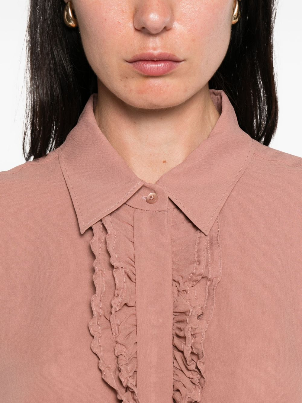 ruffled button-front shirt - 5