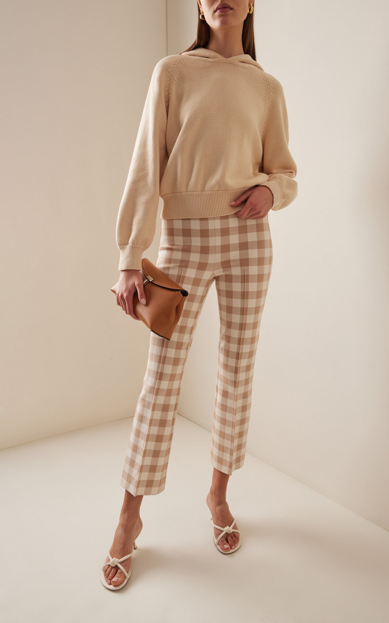 HIGH SPORT Kick Flared Stretch-Cotton Knit Pants neutral outlook