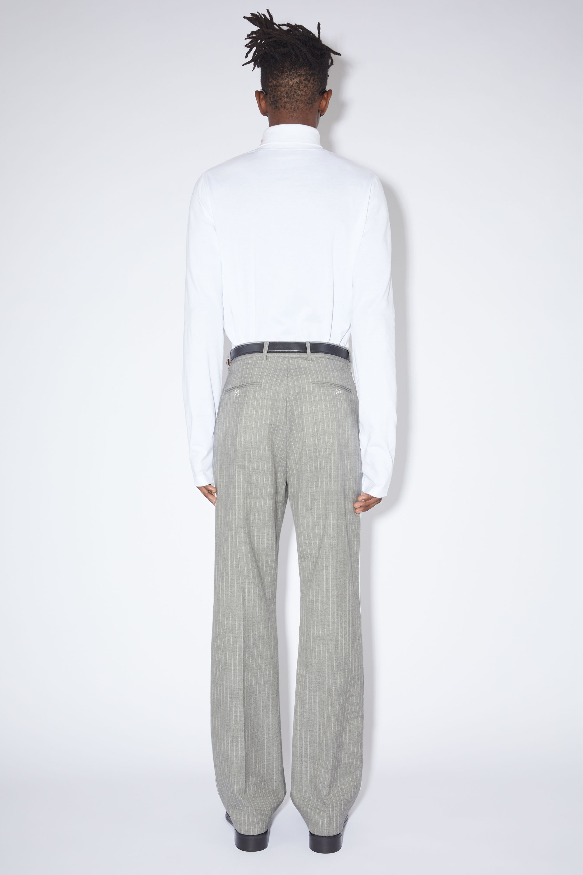 Wool tailored trousers - Pearl grey - 3