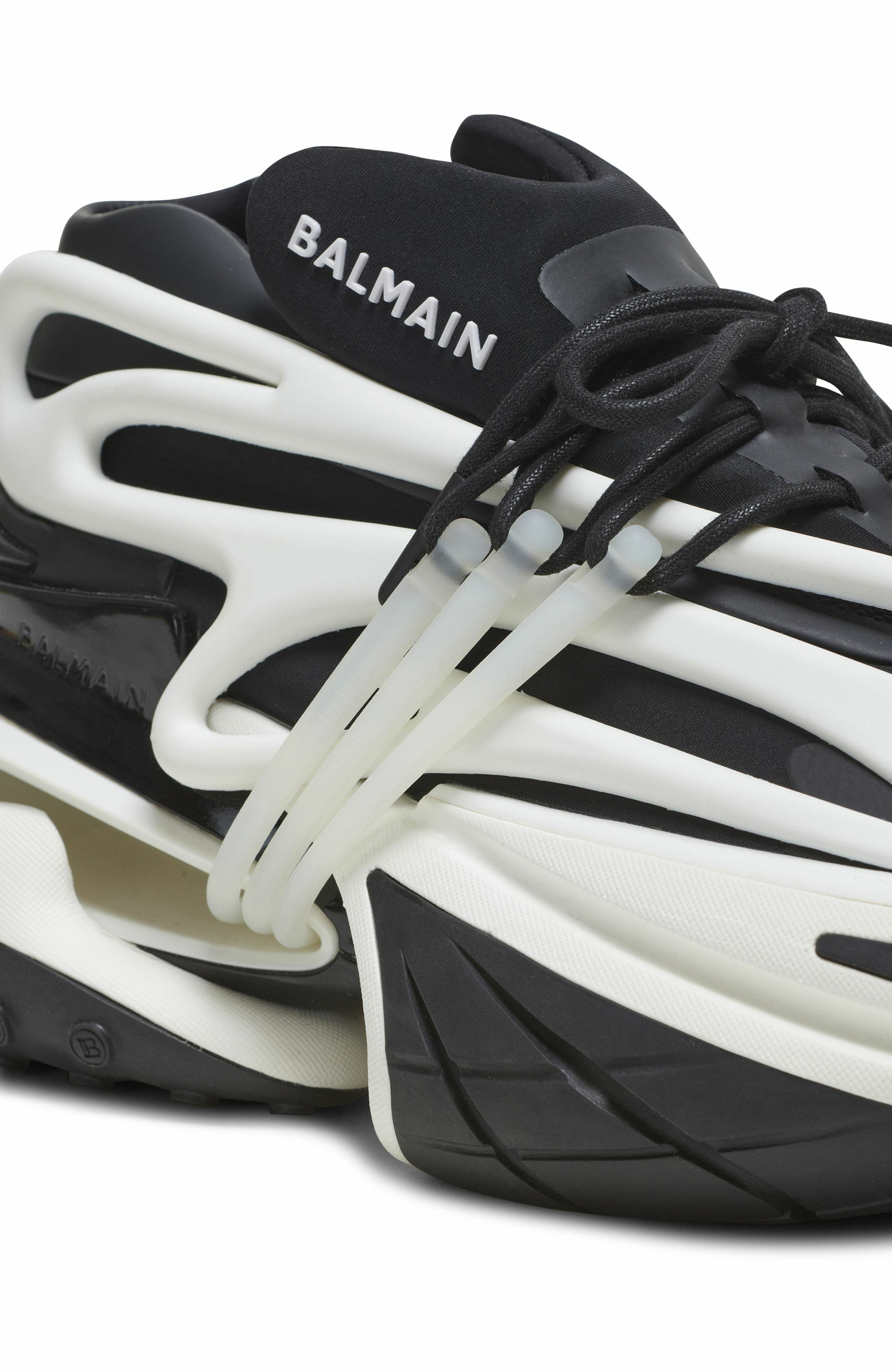 Balmain Unicorn low-top sneakers in neoprene and leather in Black at Nordstrom - 7