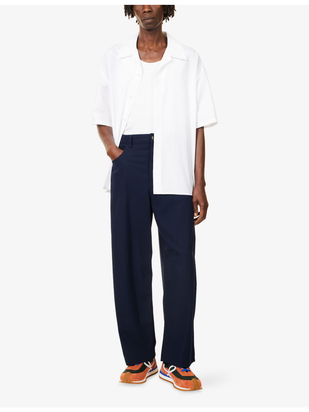 Monogram-Embroidery Short-Sleeves Cotton-Poplin Shirt - 2