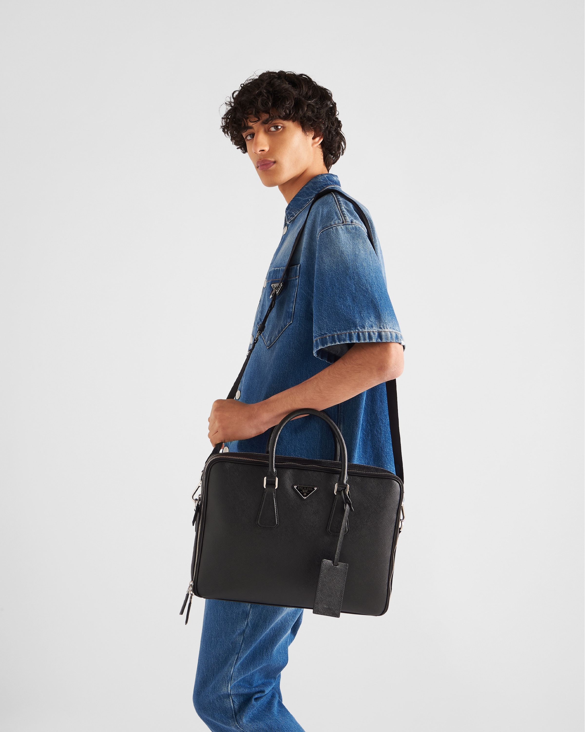 Saffiano leather briefcase - 7