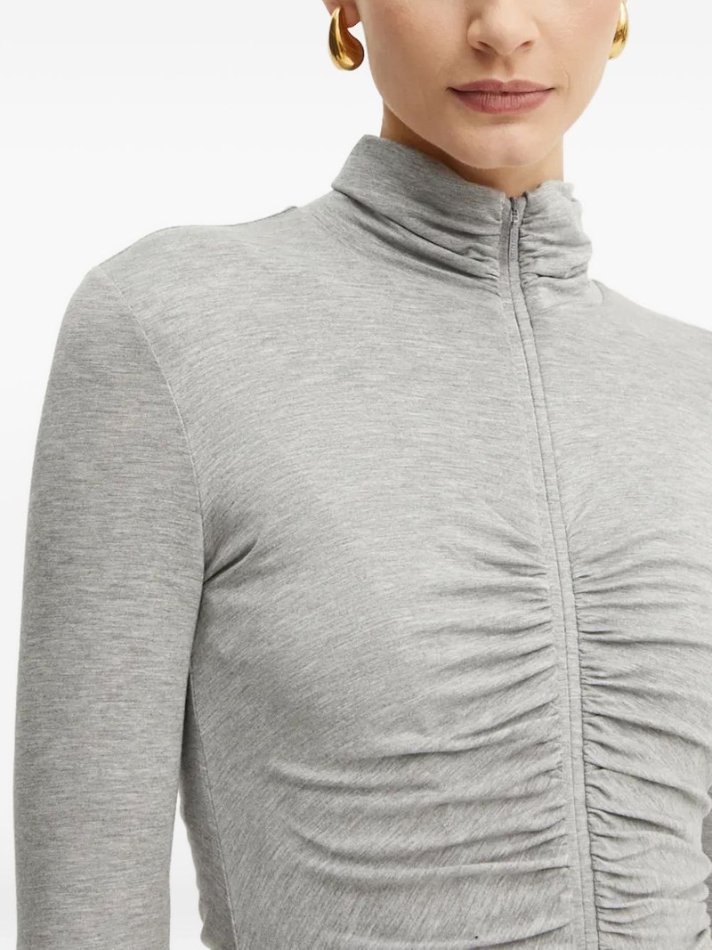zip-up ruched midi dress 4