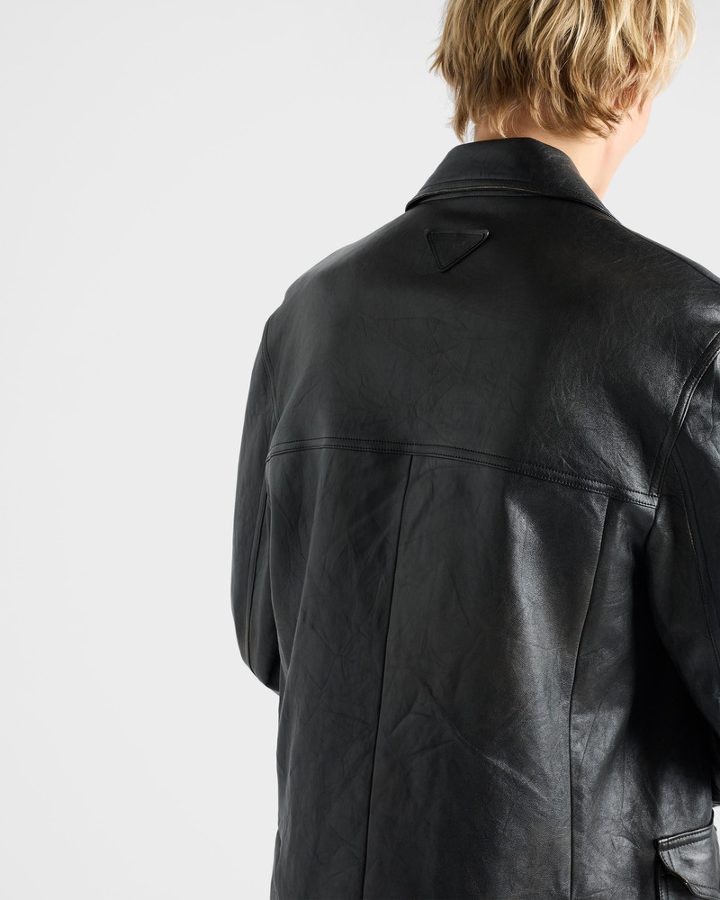 Double-breasted nappa leather caban jacket 6