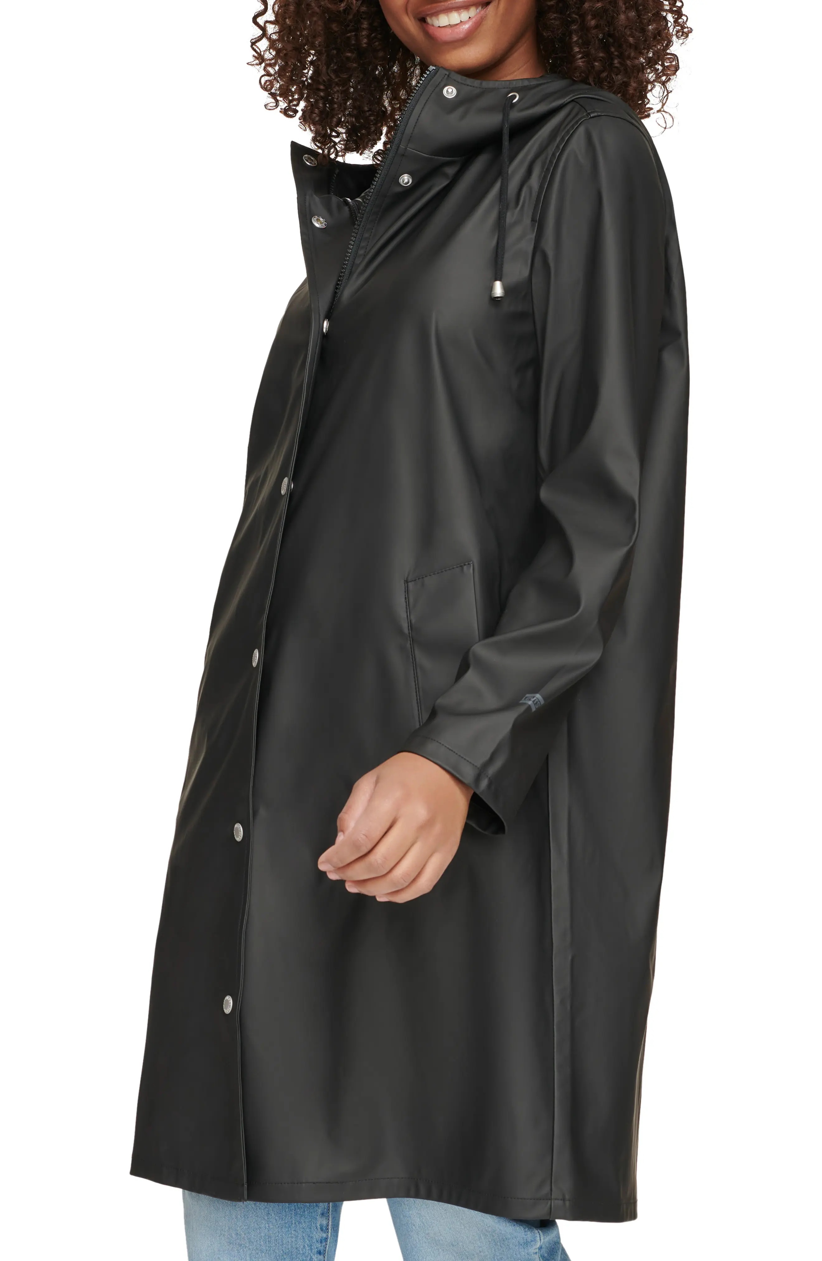 Water Resistant Hooded Long Rain Jacket - 3