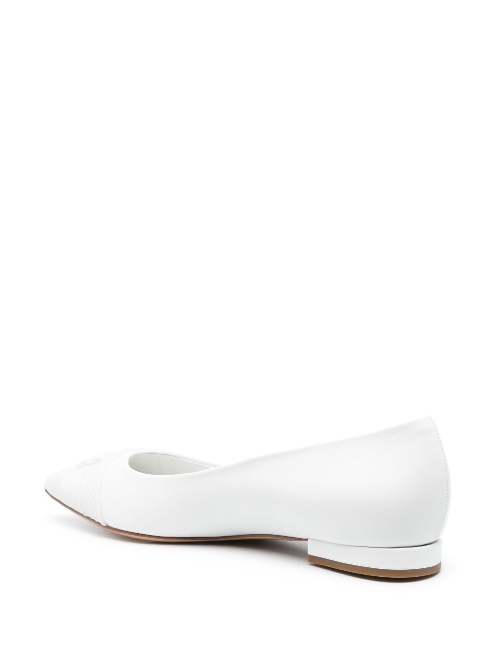 embossed-logo 15mm leather ballerinas - 3
