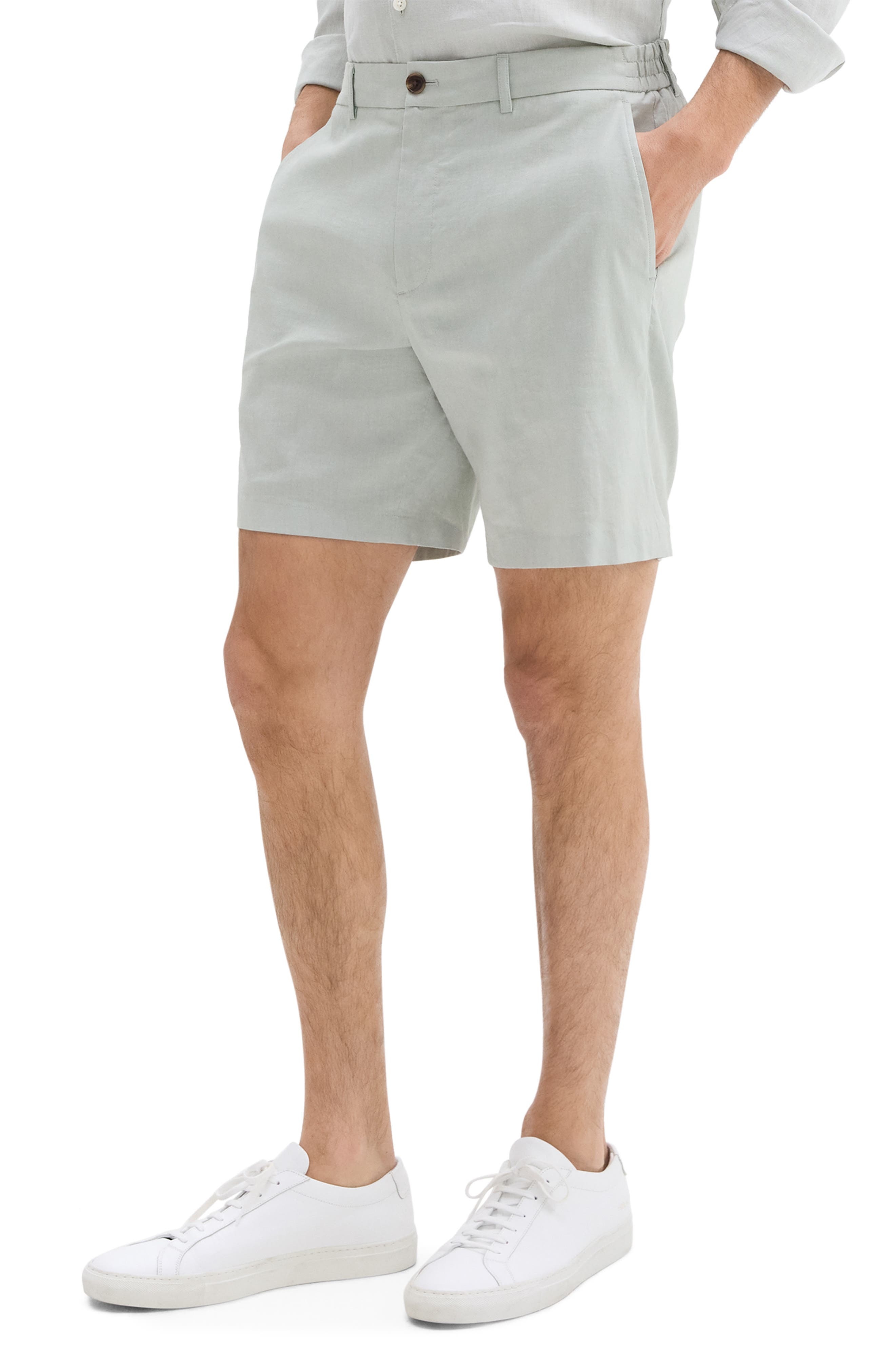 Theory Curtis Slim Fit Internal Drawstring Shorts in Light Green at Nordstrom - 3